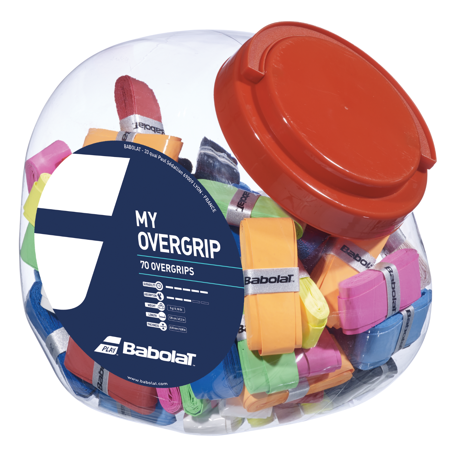 Babolat Tennis Overgrip My Overgrip Jar - 70 Pack