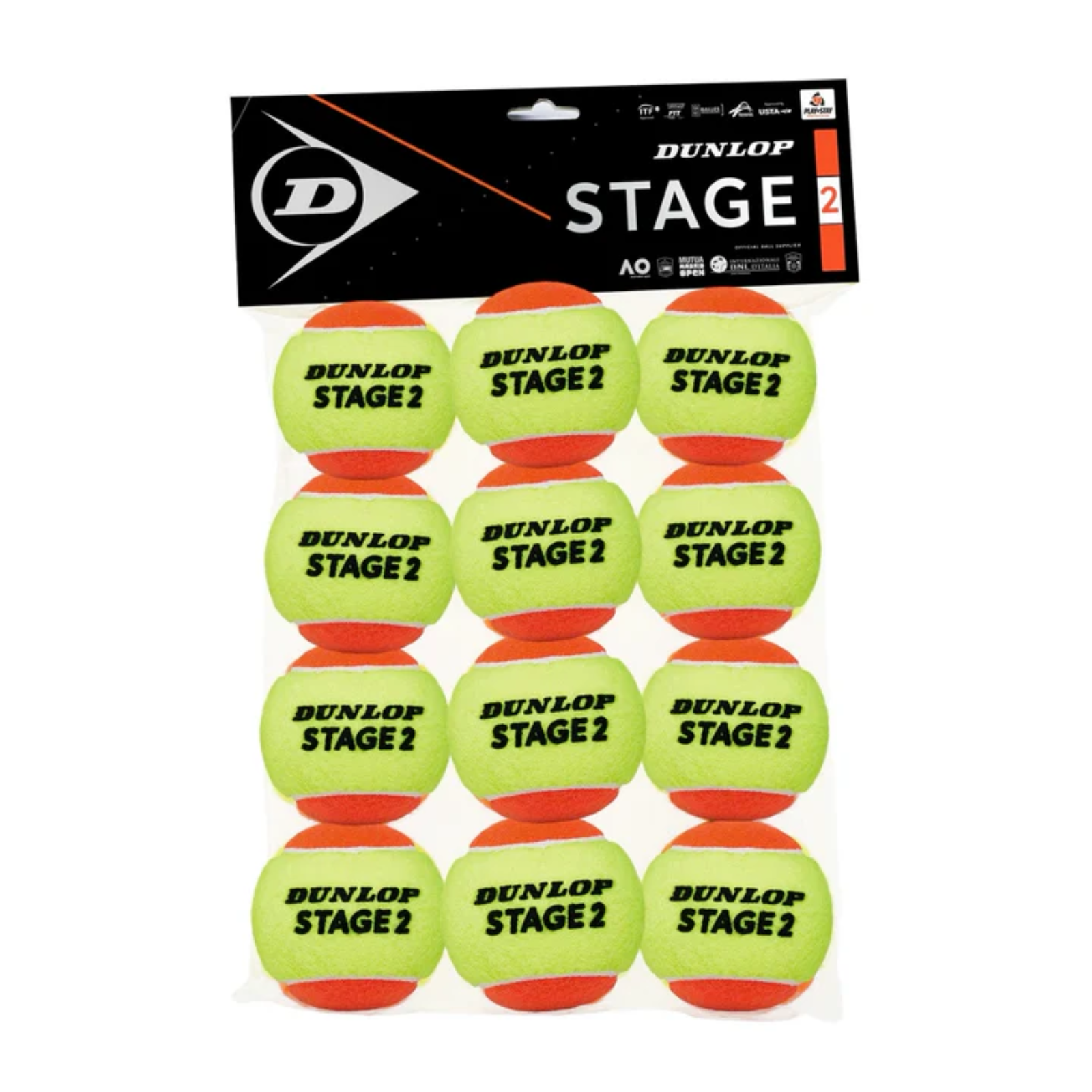 Dunlop Tennis Ball Stage 2 Orange 12-Ball Polybag