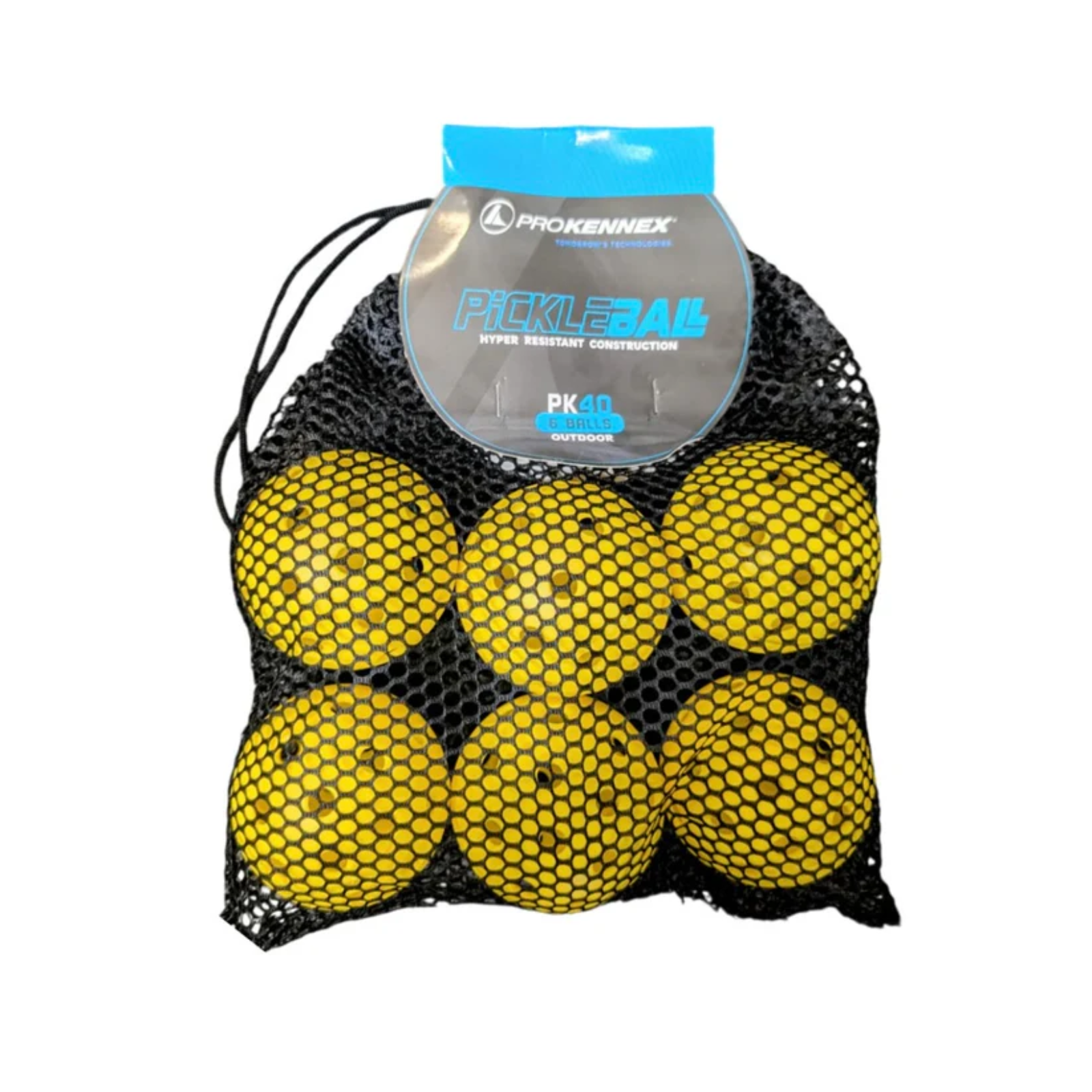 Pro Kennex Pickleball Balls - Outdoor - 6 Pack 40 Holes