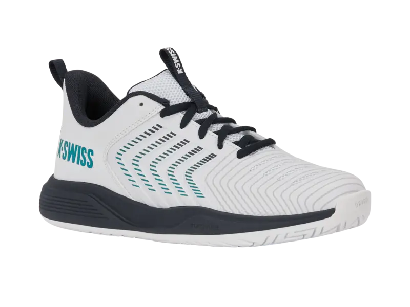 KSwiss Junior Tennis Shoes Ultrashot Light - All Court - White/Carbon/Baltic