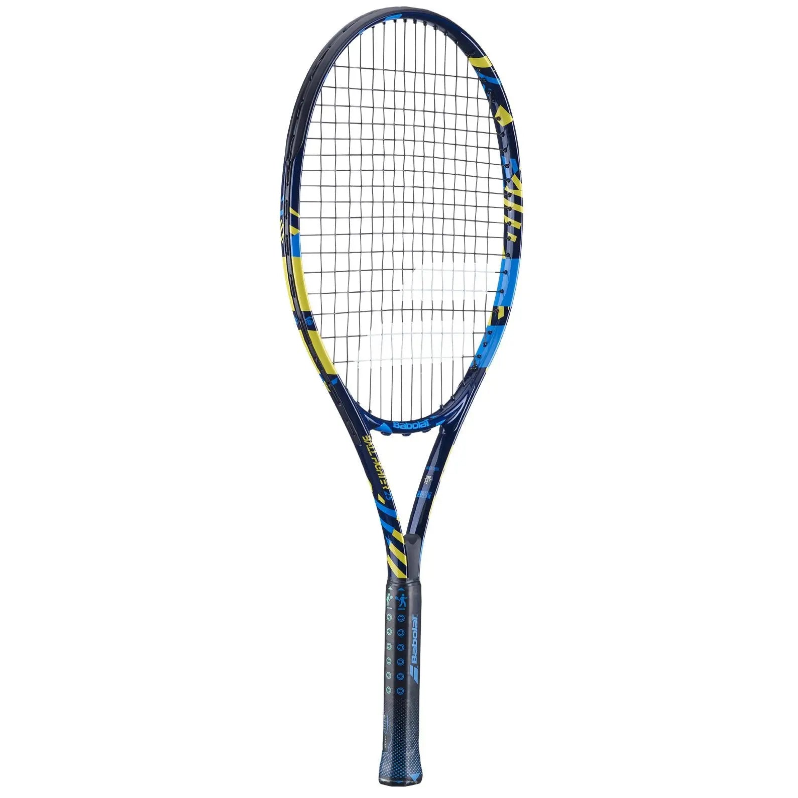 Babolat Ballfighter 25 junior tennis racquet, blue and yellow frame, black grip.