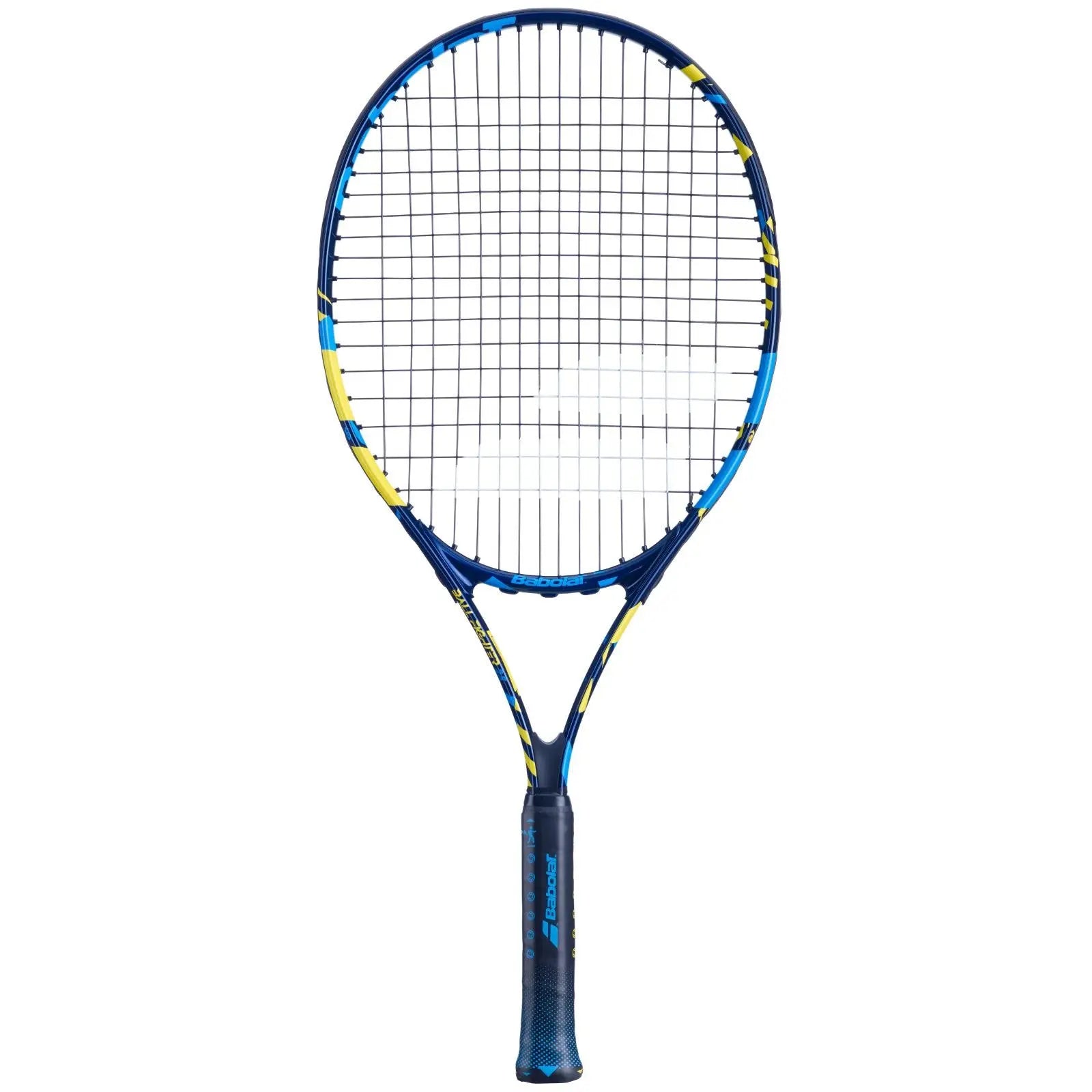 Babolat Ballfighter 25 junior tennis racquet, blue and yellow frame, black grip, pre-strung.