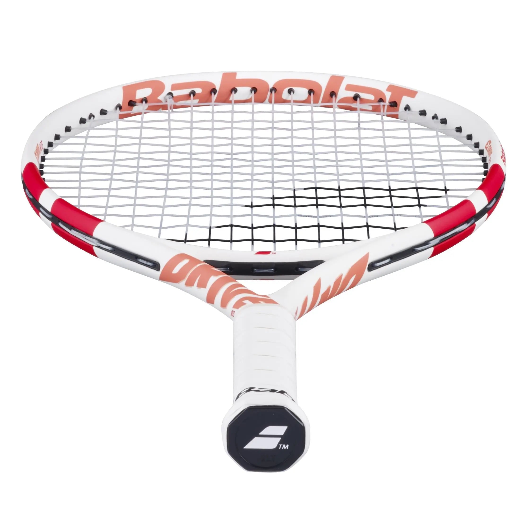Babolat Junior Drive Jr 23 tennis racquet, white frame with red accents and white grip.