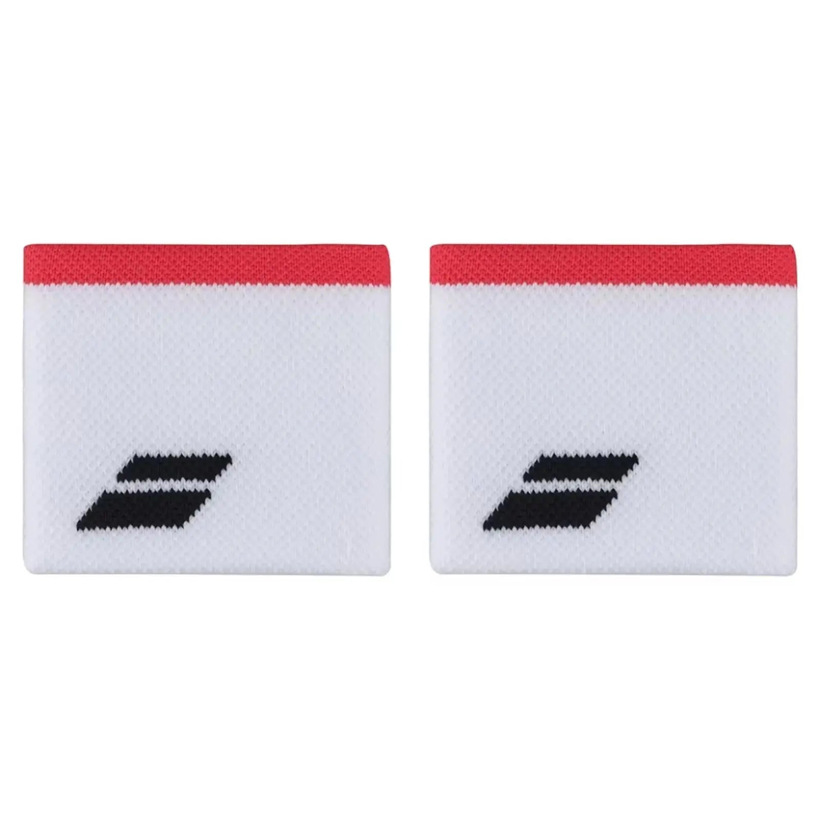 Babolat Logo Wristband - White/Strike Red - 2 Pack