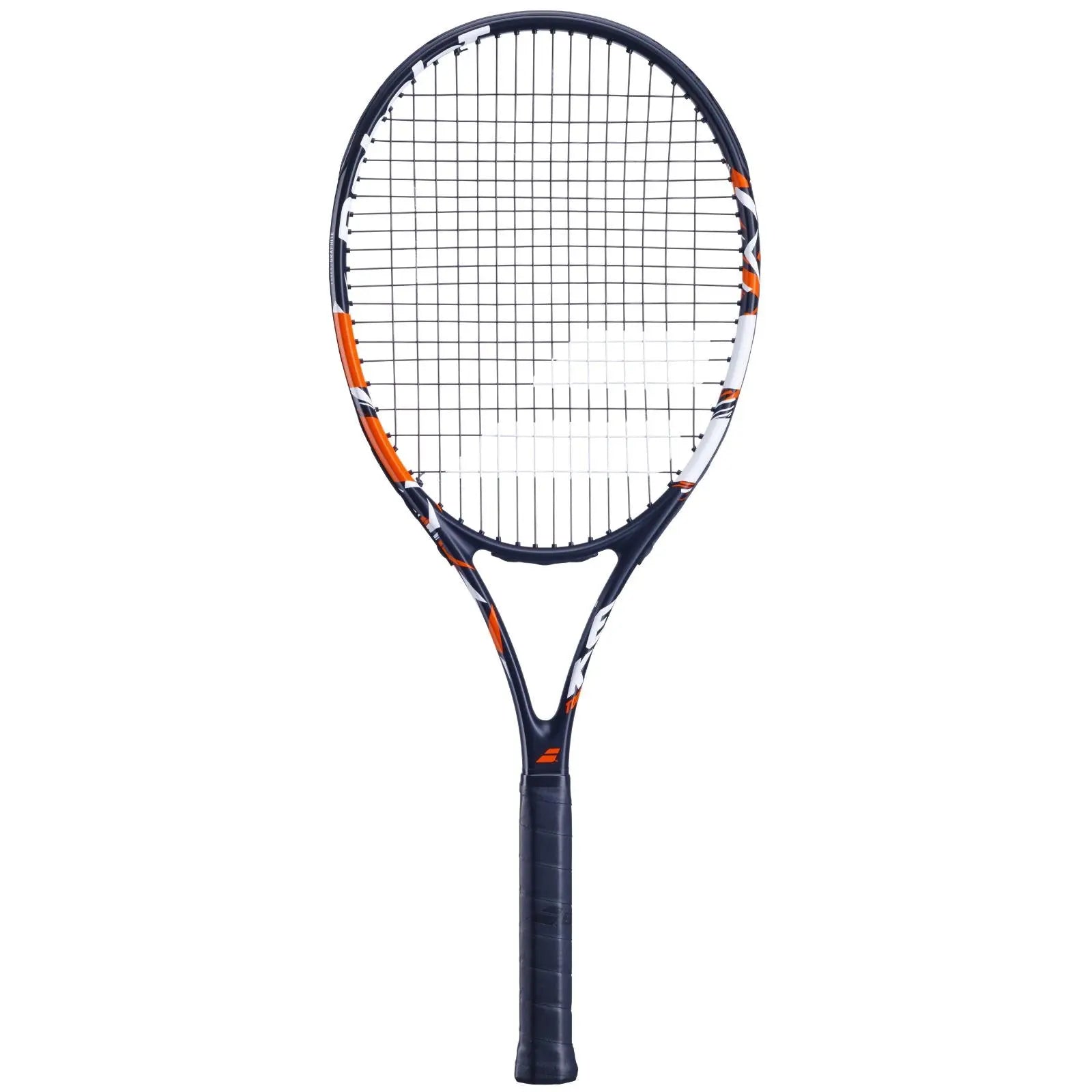 Babolat Evoke Tour tennis racquet (275g) in black, orange, and white with a black grip.