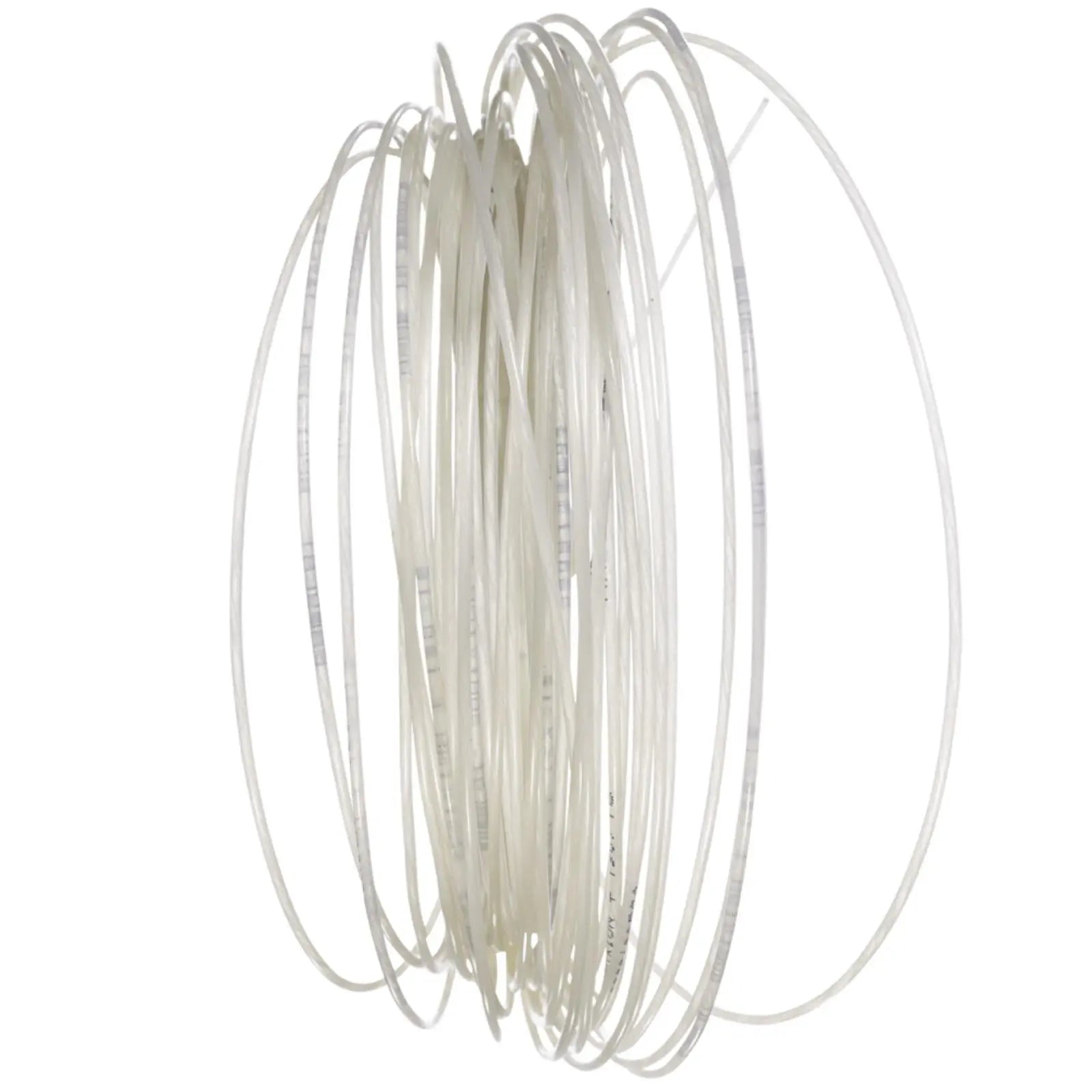 Coiled natural Babolat Addixion tennis string, 1.30 (16) gauge, on a white background.