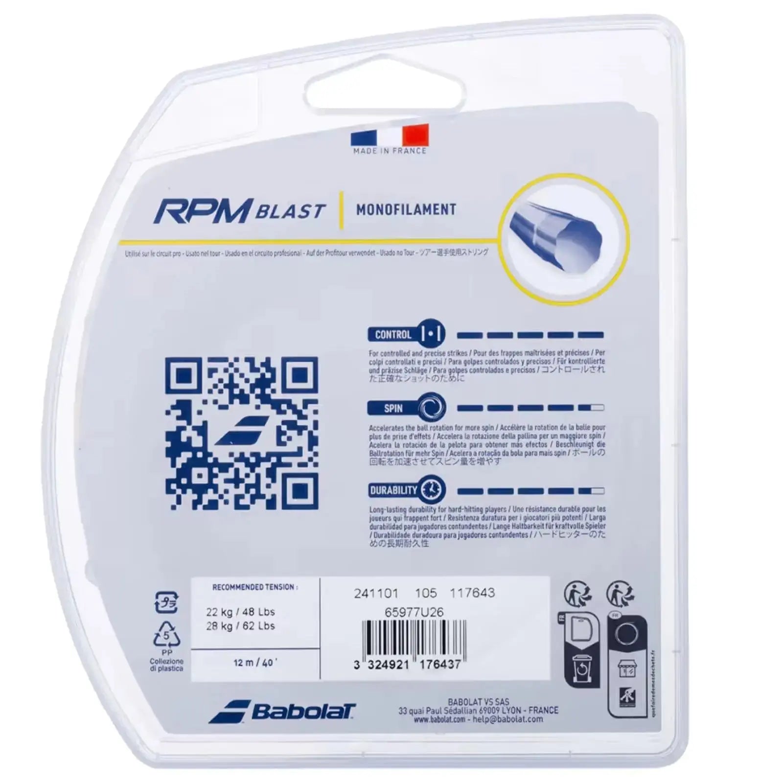 Babolat Tennis String RPM Blast 12M - 1.25 (17) - Black
