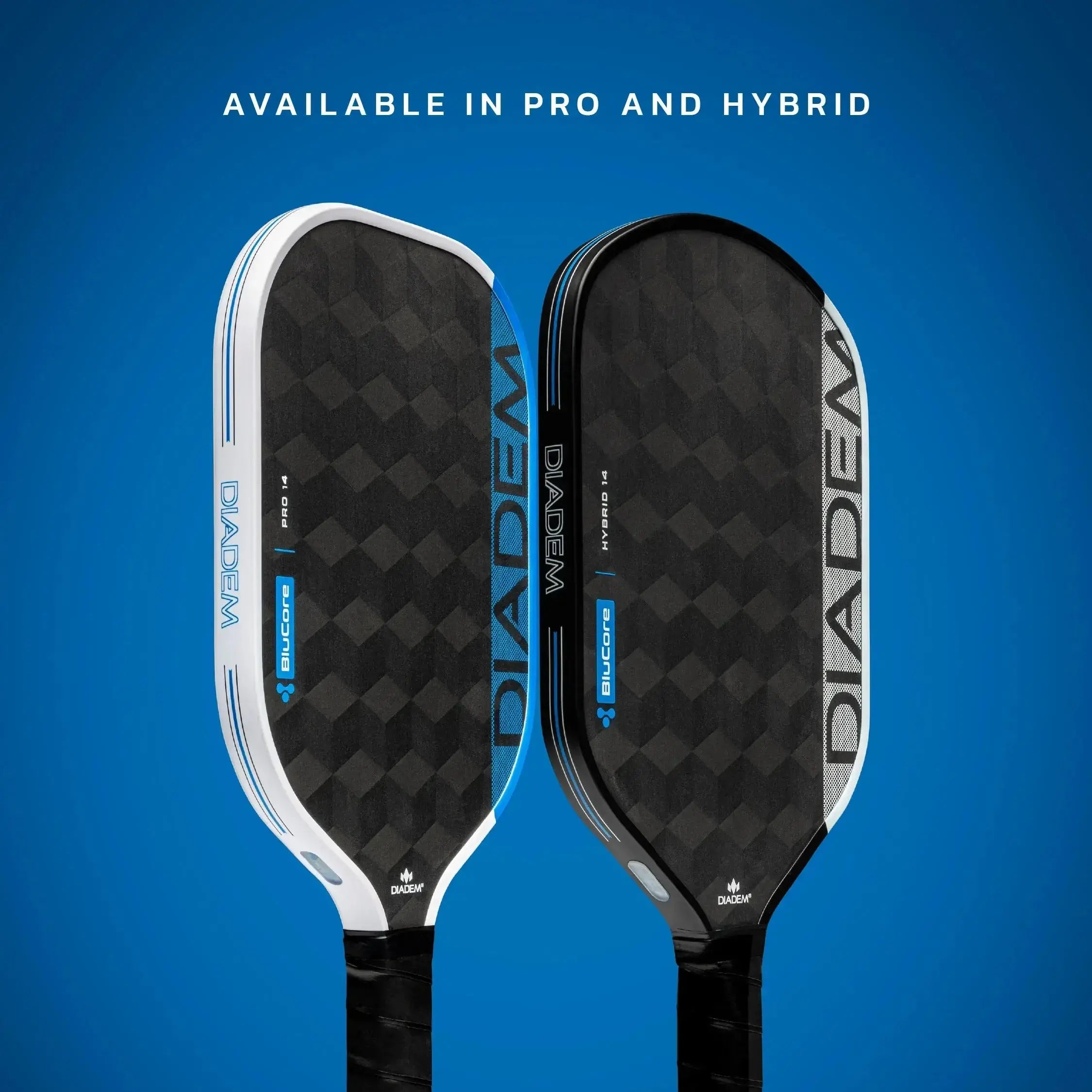Diadem Pickleball Paddle Edge Blucore 14mm Hybrid Shape - Black