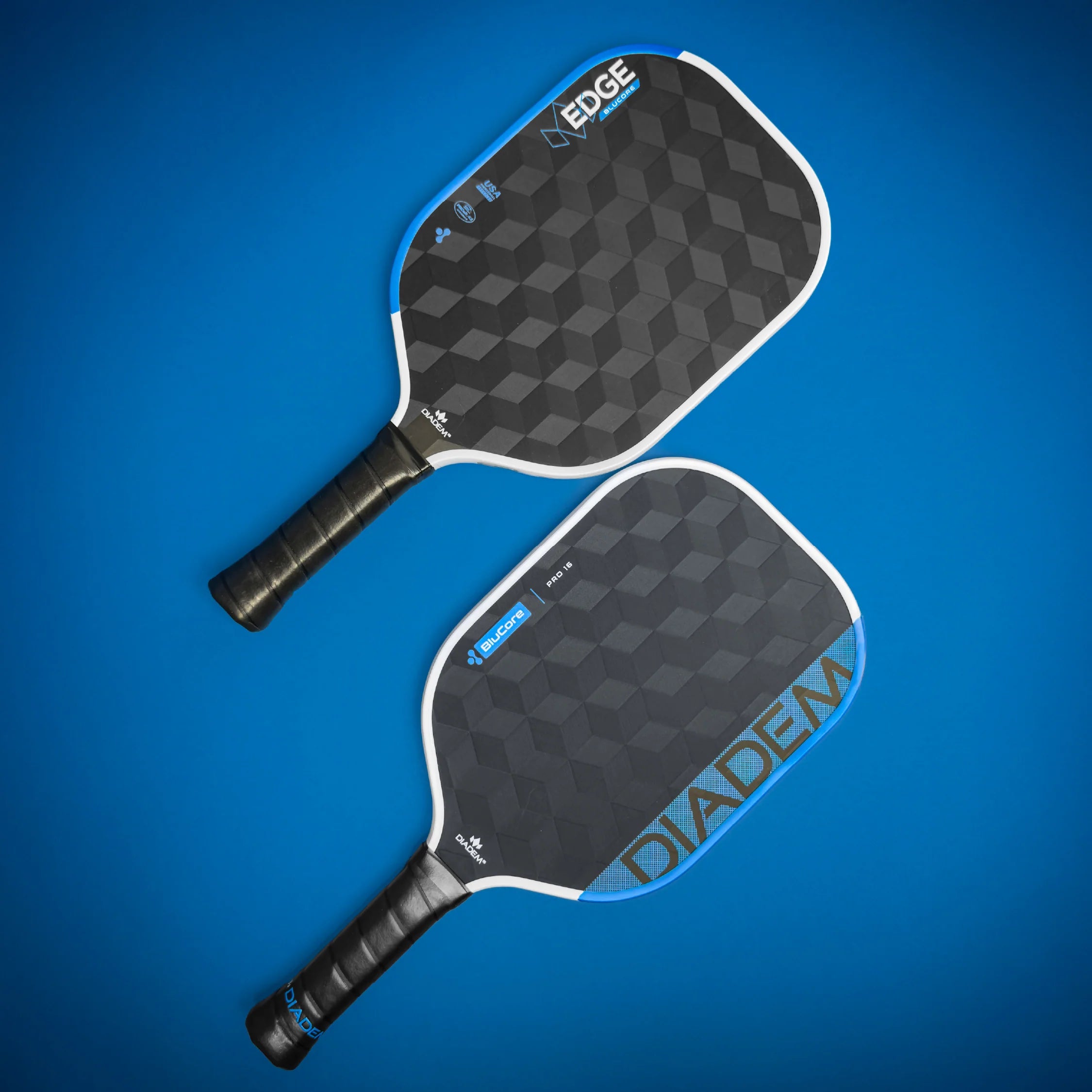 Diadem Pickleball Paddle Edge Blucore 14mm Pro Shape - Blue