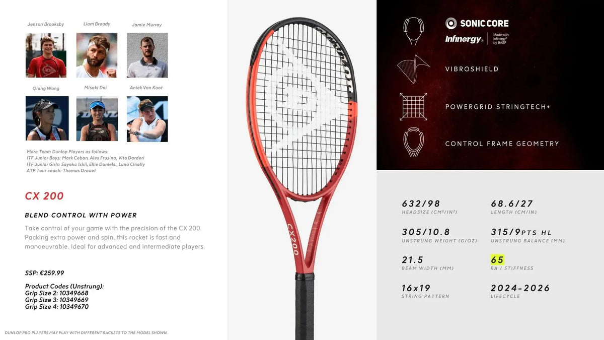 Dunlop CX200 Tennis Racquet (Unstrung)