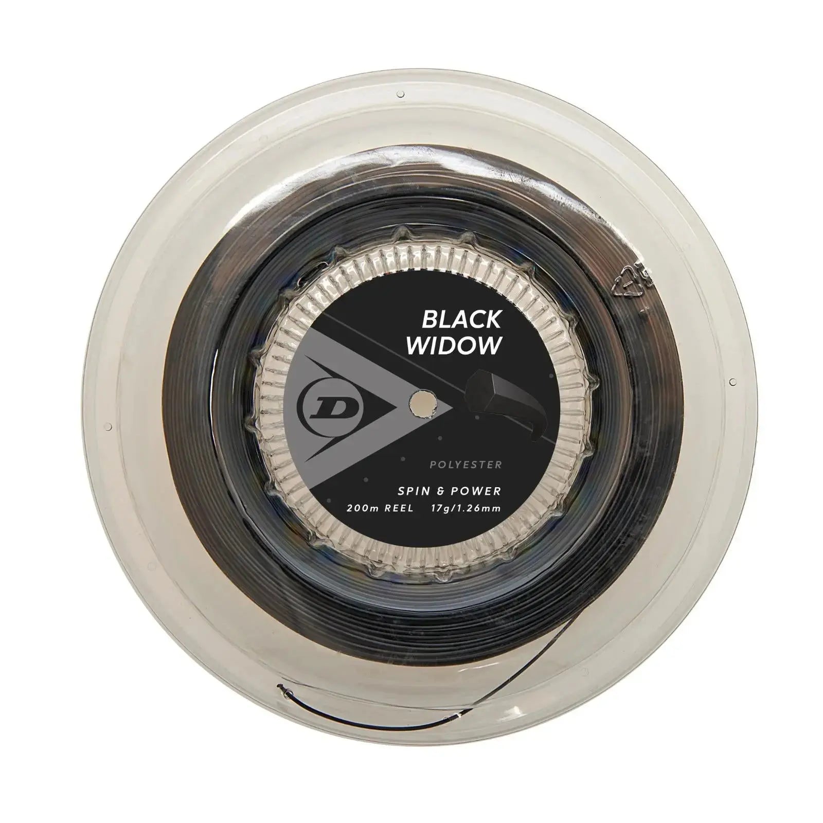 Dunlop Tennis String Black Widow 17G 200M Reel Black - Polyester - Shaped