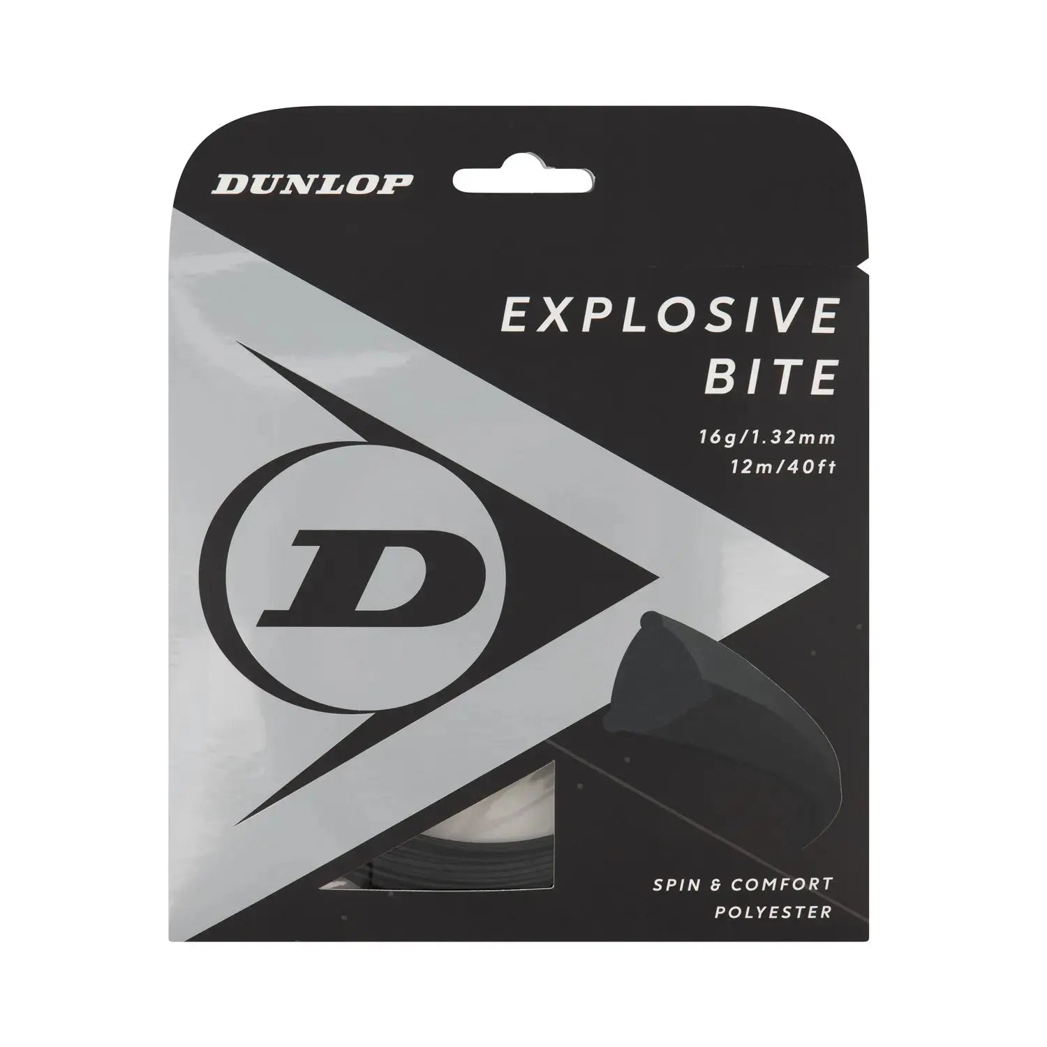 Dunlop Tennis String Explosive Bite 16G Set Black - Polyester - Shaped