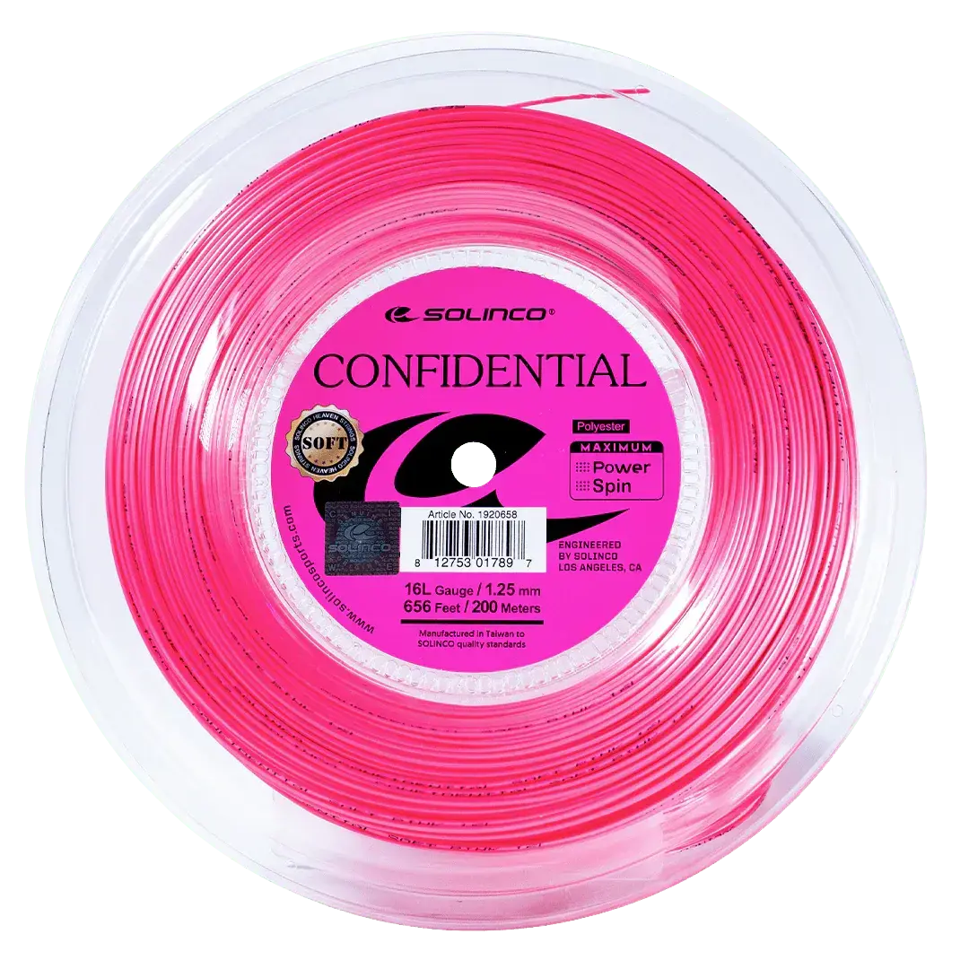 Solinco Confidential Tennis String Reel 200 meters 1.3mm 16 Gauge - Pink