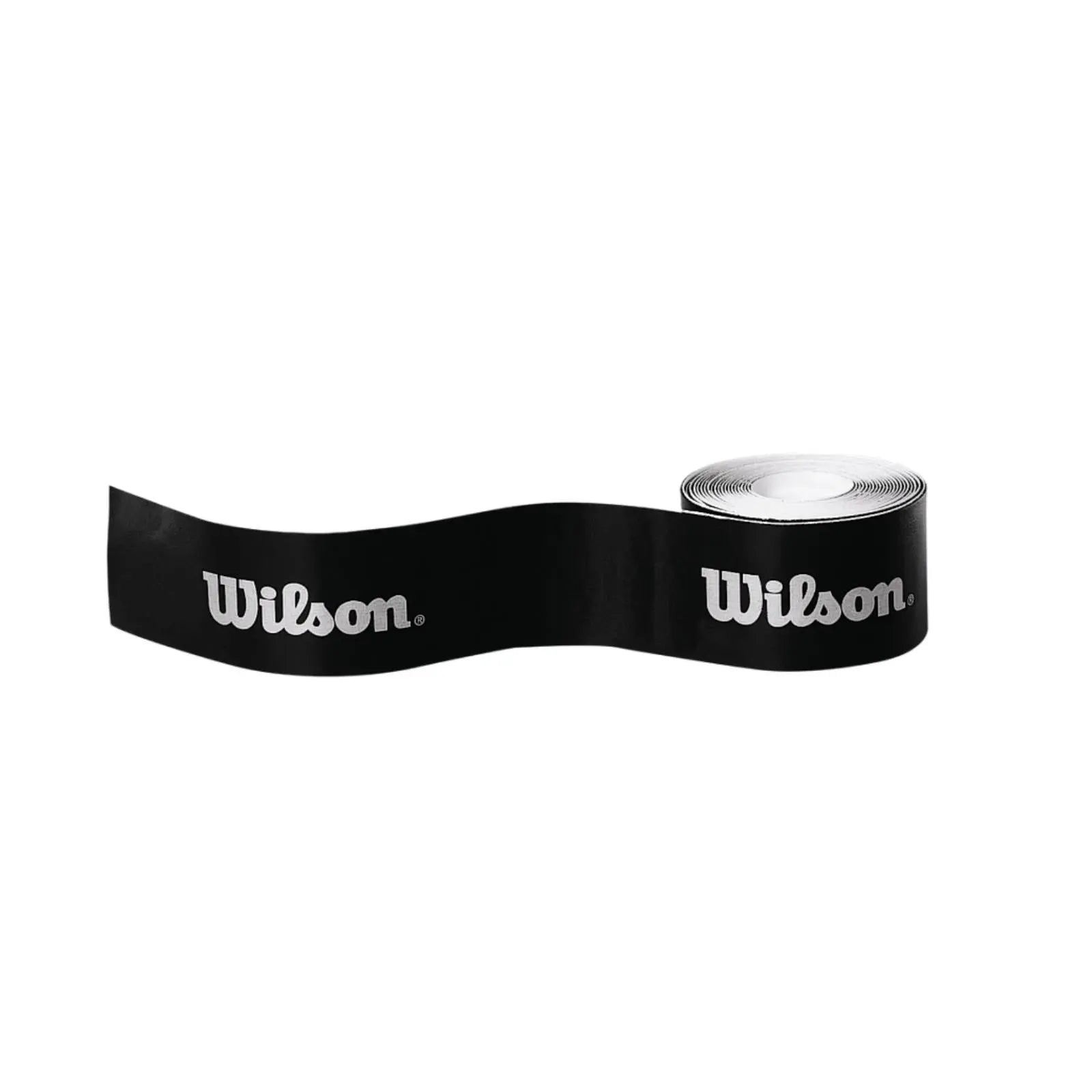 Black Wilson Racquet Saver protection tape, 1.25" wide, unrolled with white Wilson logos.