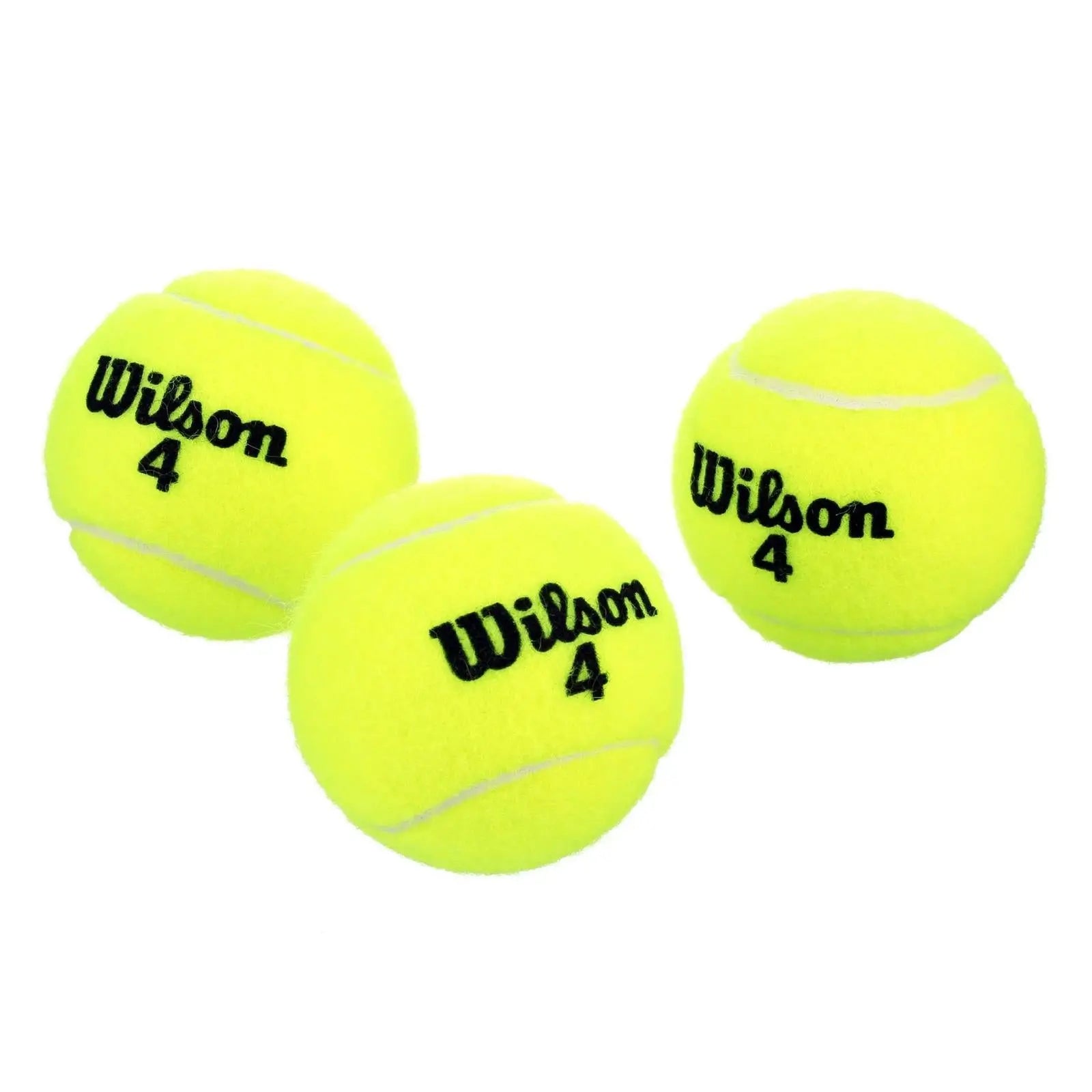 Three bright yellow Wilson Championship Extra Duty tennis balls with black logos.