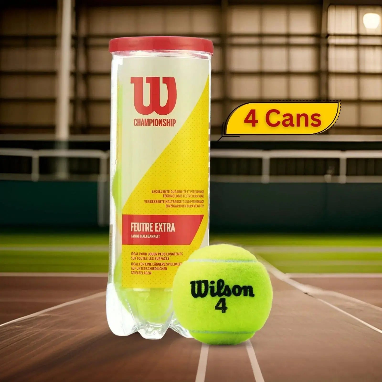 Wilson Tennis Ball Championship Extra Duty 4 Ball