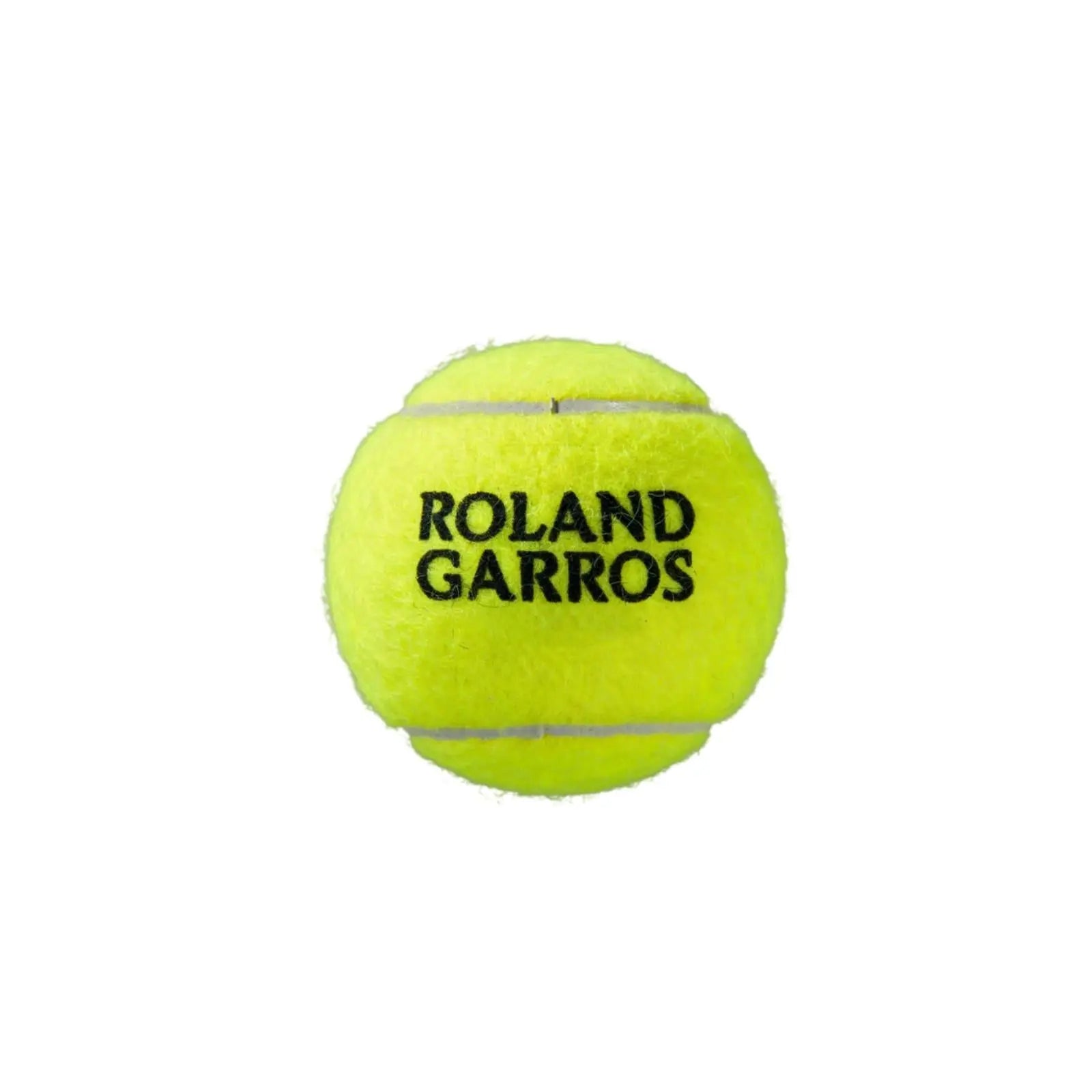 Bright yellow Wilson Roland Garros Clay Court tennis ball with black logo.