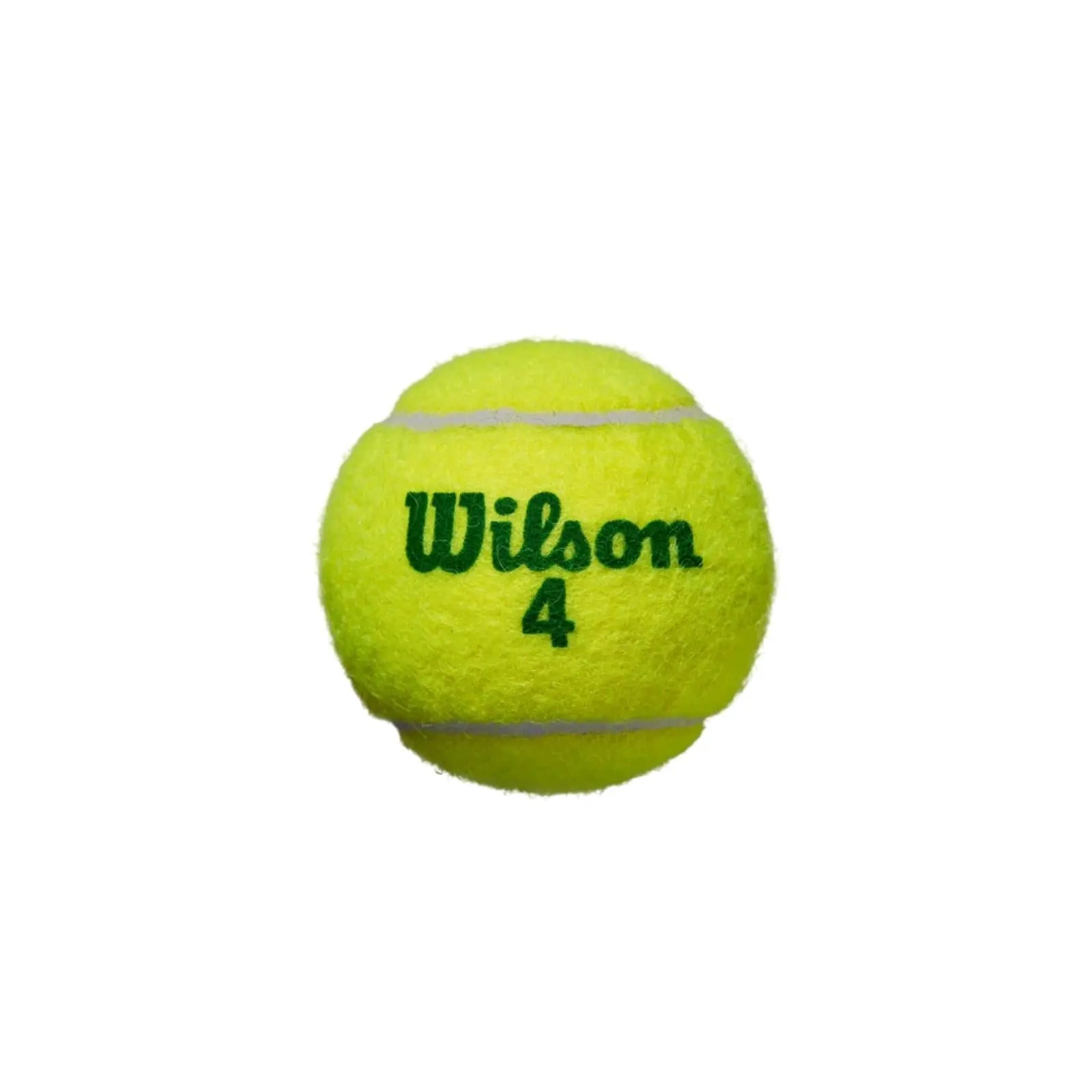 Bright green Wilson Starter Play tennis ball with "Wilson 4" in dark green text.