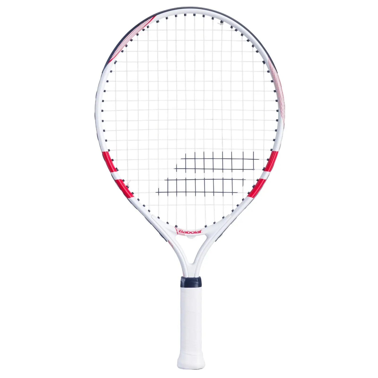 White Babolat Comet Junior 19 tennis racquet with red accents and white grip.