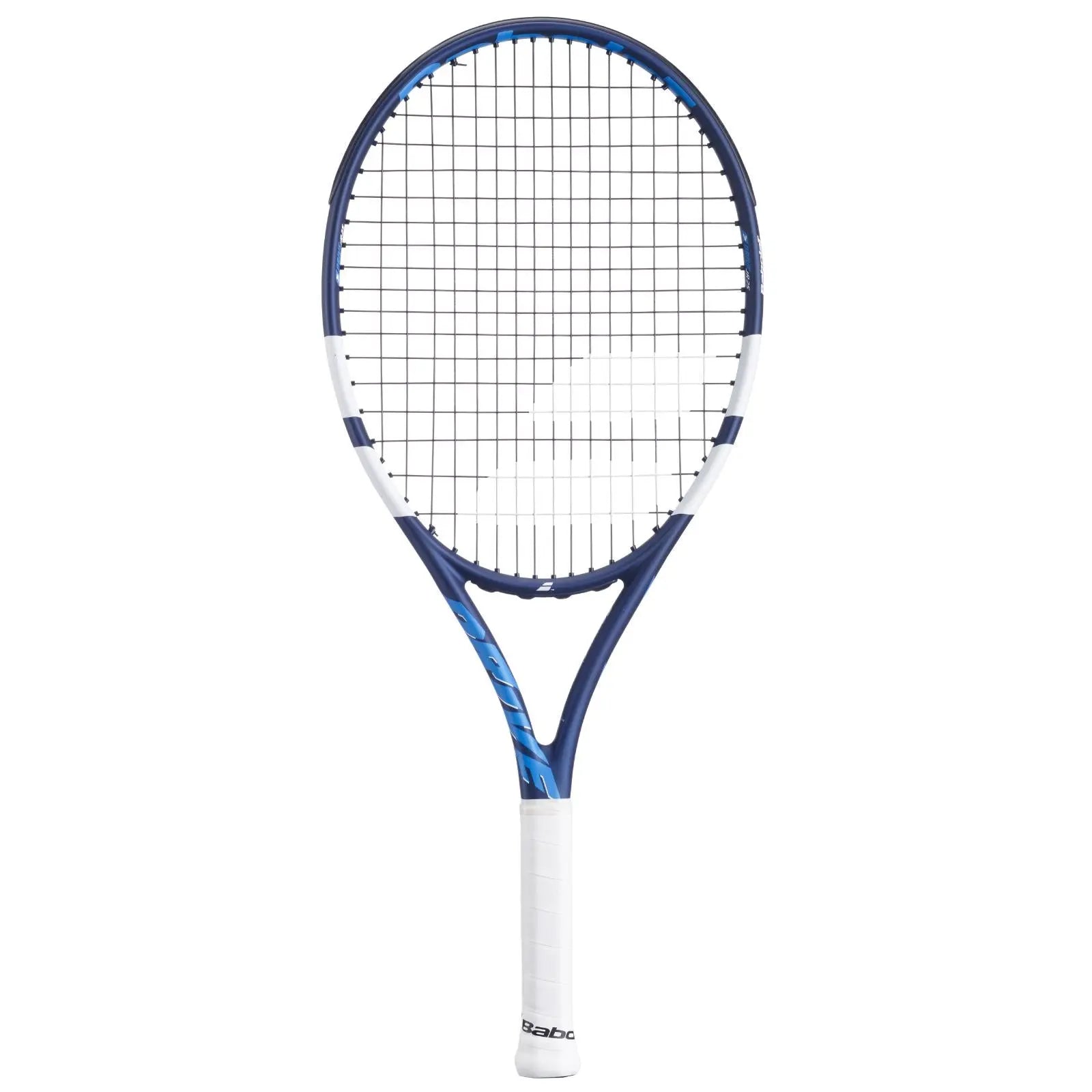 Babolat Drive Jr 25 junior tennis racquet, blue and white with a white grip.