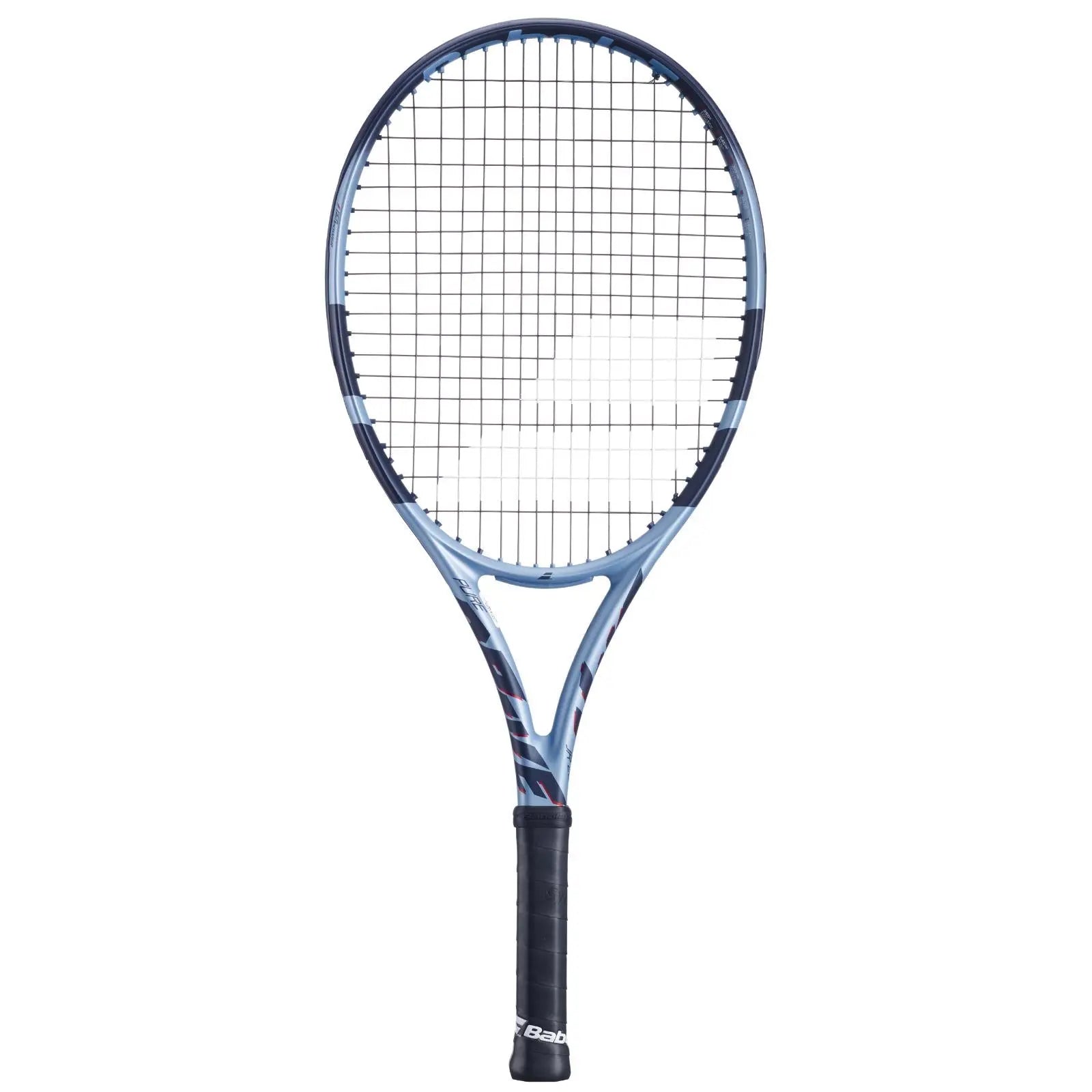 Babolat Pure Drive Jr 26 junior tennis racquet in blue with black grip and strings.
