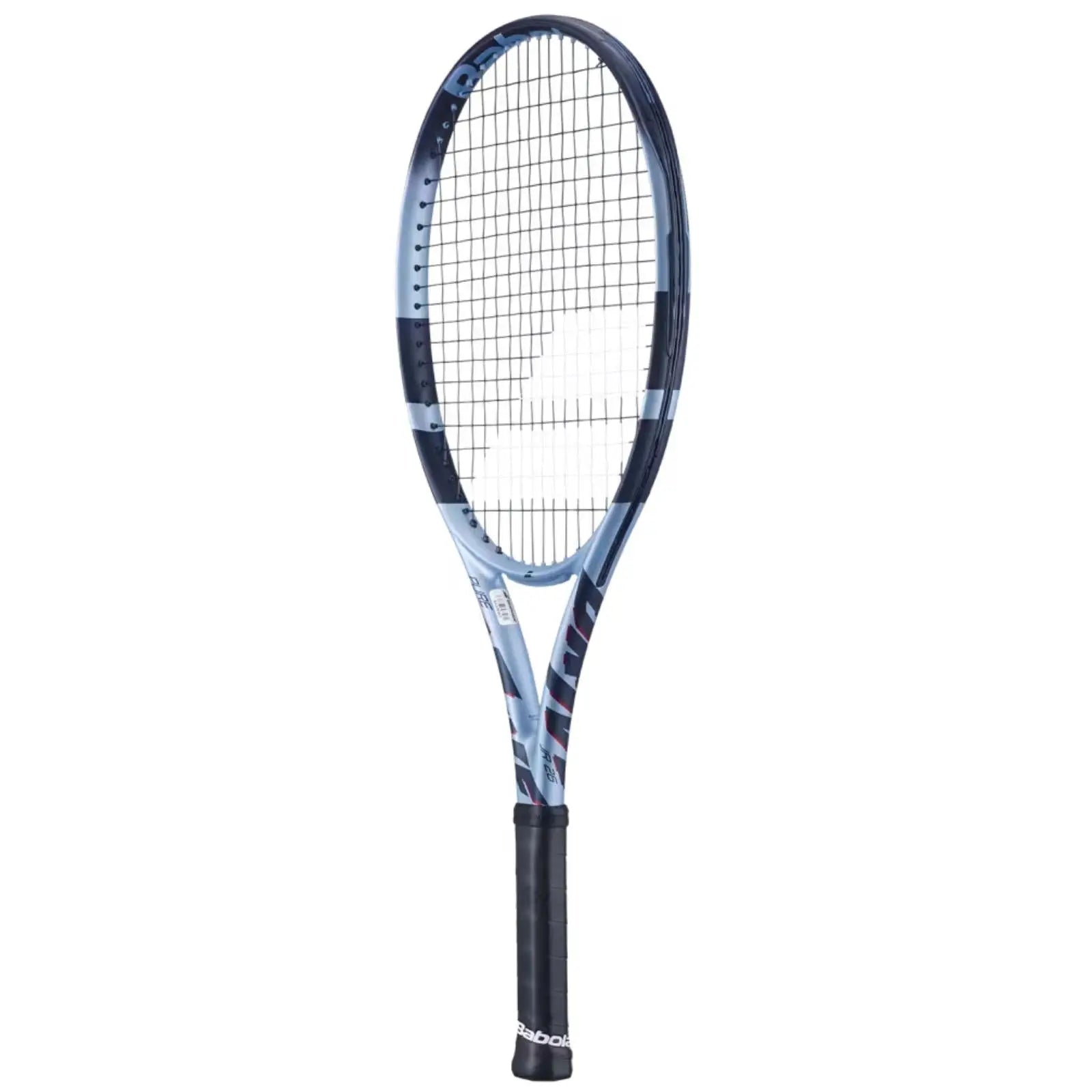 Babolat Pure Drive Junior 26 tennis racquet, light blue and black graphite with a black grip.