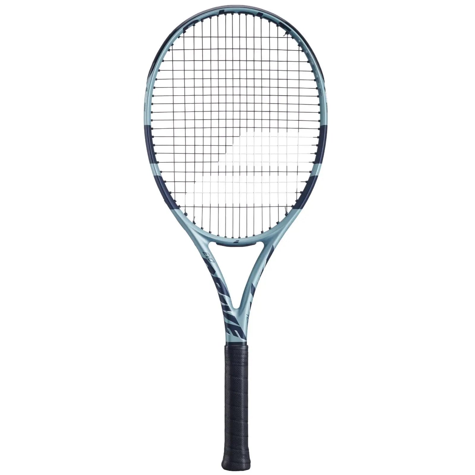 Babolat Evo Drive Tour Gen2 (285g) tennis racquet, light blue with dark blue accents and black grip.