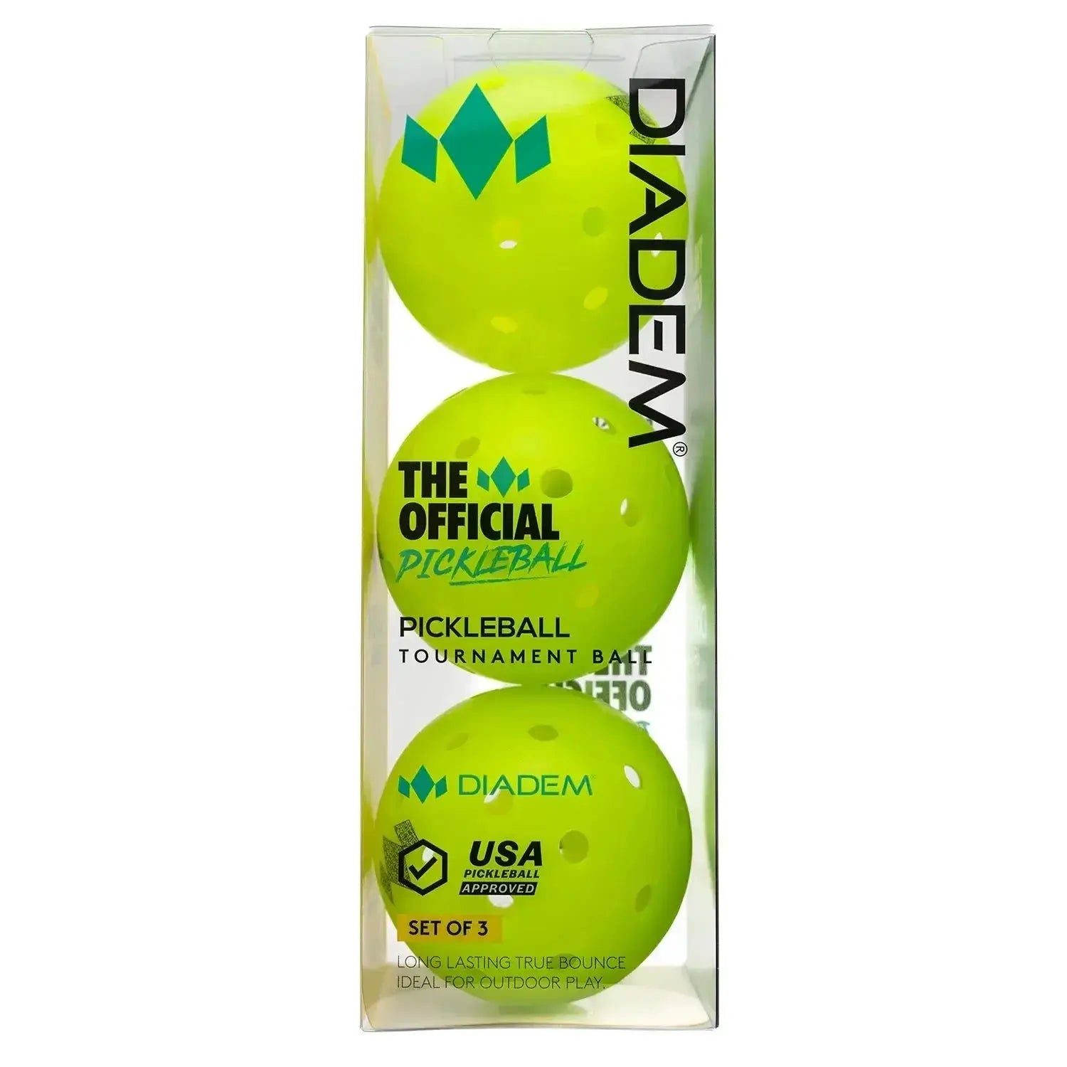 Diadem Official Pickleball Outdoor Ball - 3 Pk Neon