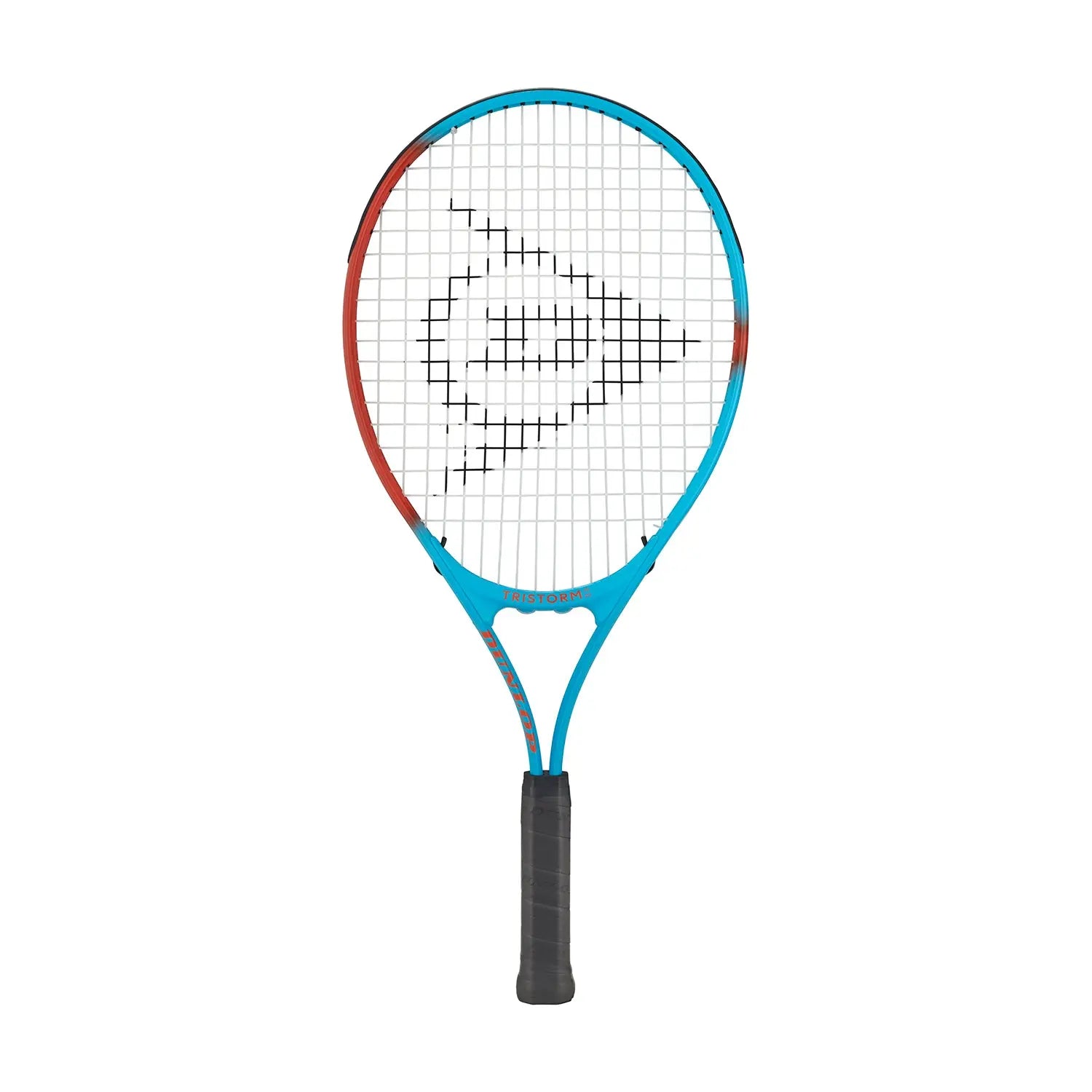 Dunlop Junior Tristorm 23 tennis racquet, blue and red frame, black grip, pre-strung.