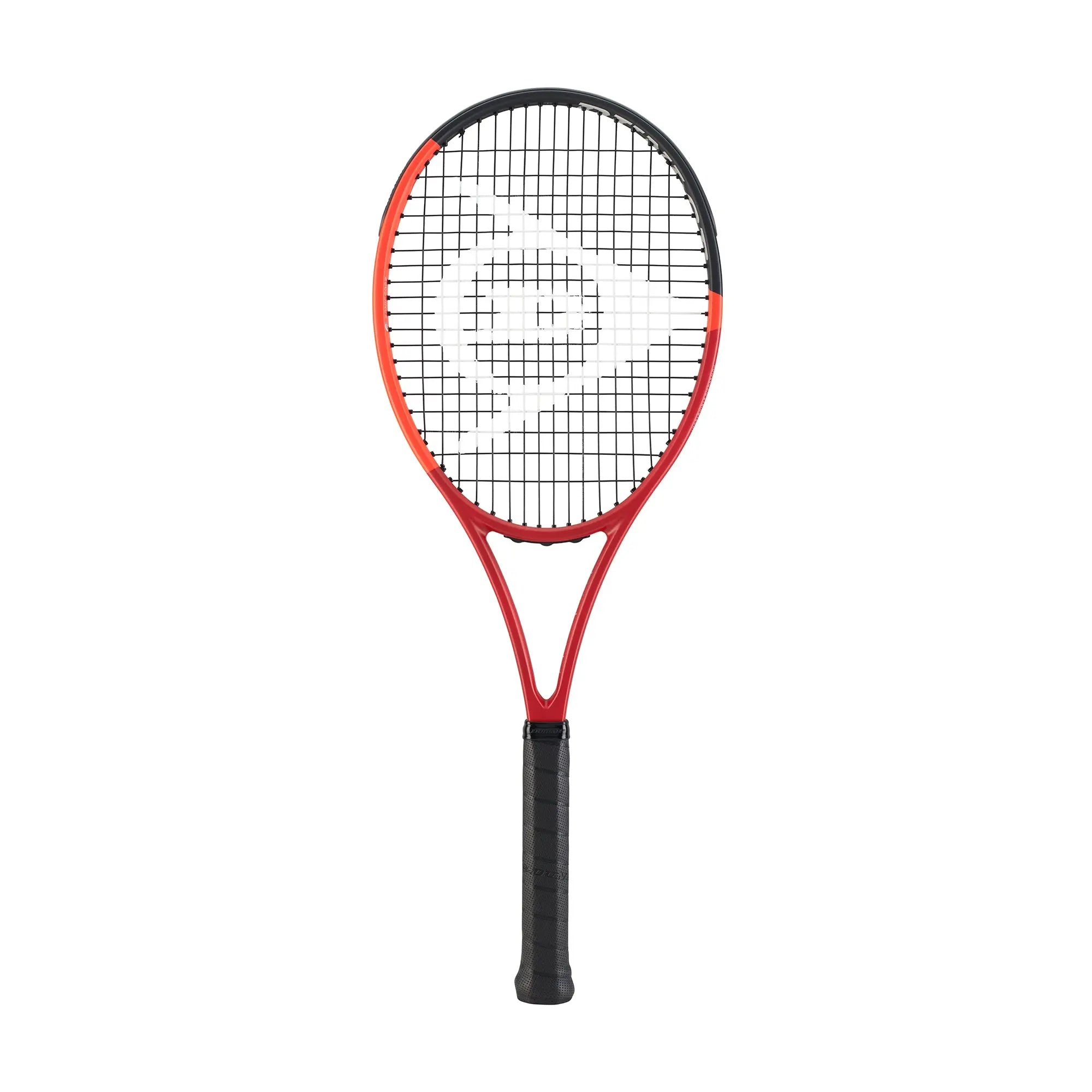 Dunlop CX200 Tour tennis racquet with a red and black frame, black grip, and white Dunlop logo on the strings.