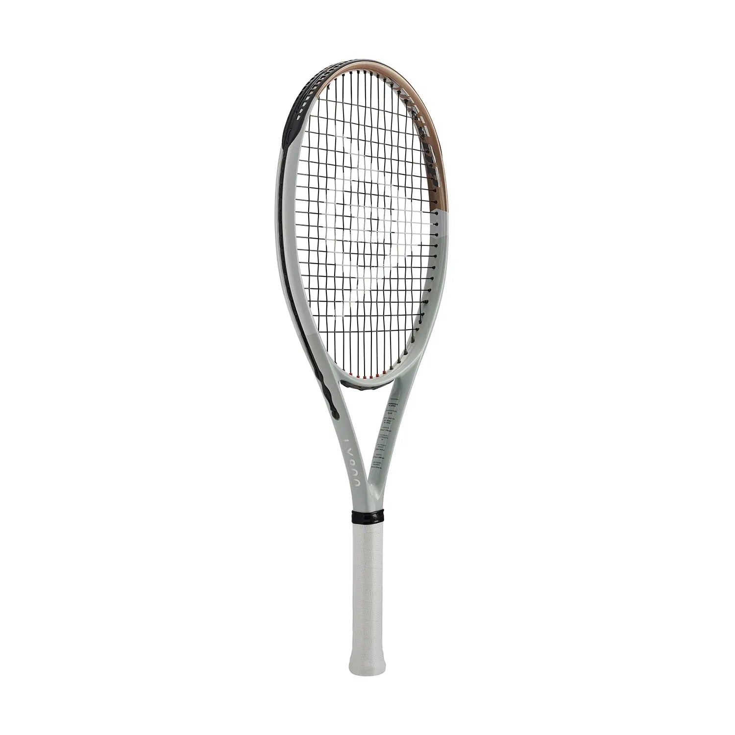 Dunlop LX800 tennis racquet with a light grey frame, black strings, and a bronze accent on the head.