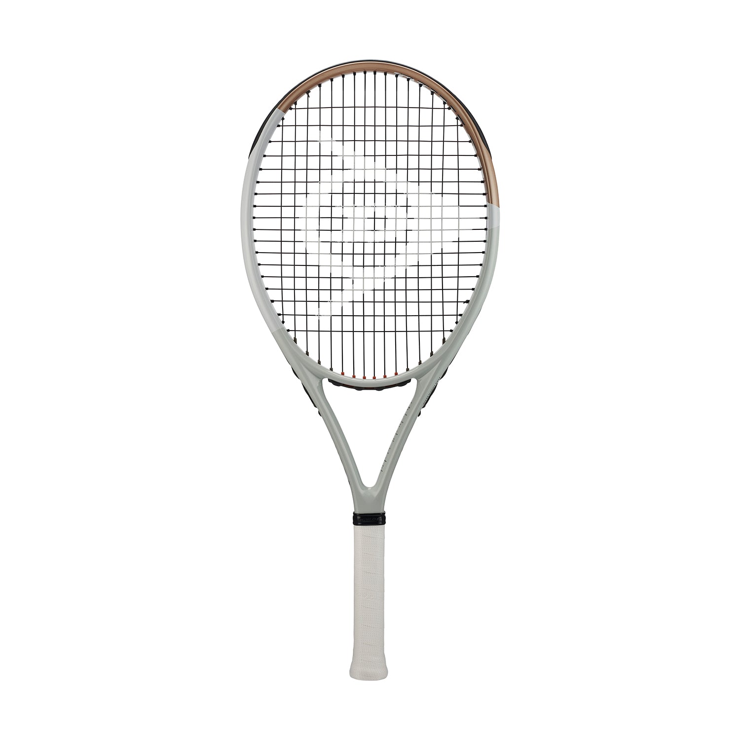 Dunlop Tennis Racquet LX800, light gray frame with bronze accents, black strings, and white grip.