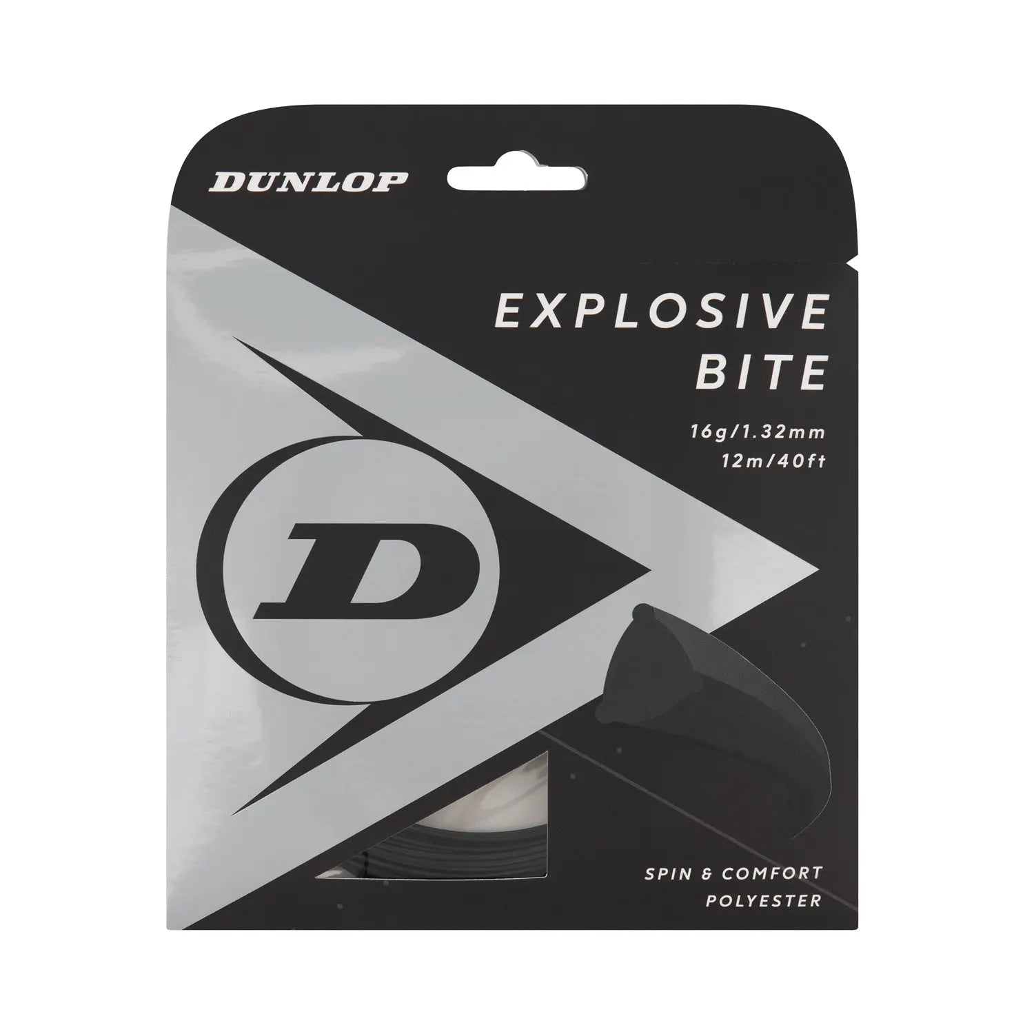Dunlop Tennis String Explosive Bite 16G Set Black - Polyester - Shaped