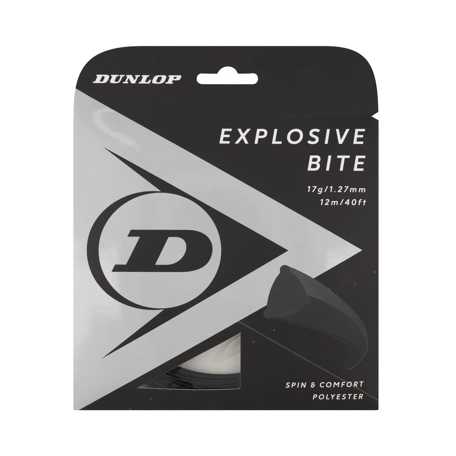 Dunlop Tennis String Explosive Bite 17G Set Black - Polyester - Shaped