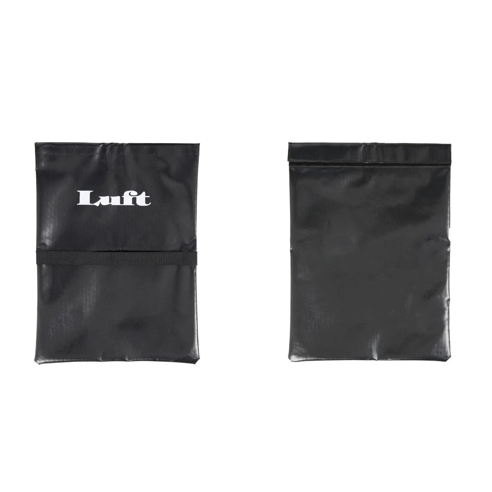 Black Luft Sand Bag for pickleball nets, durable material with white logo and securing strap.