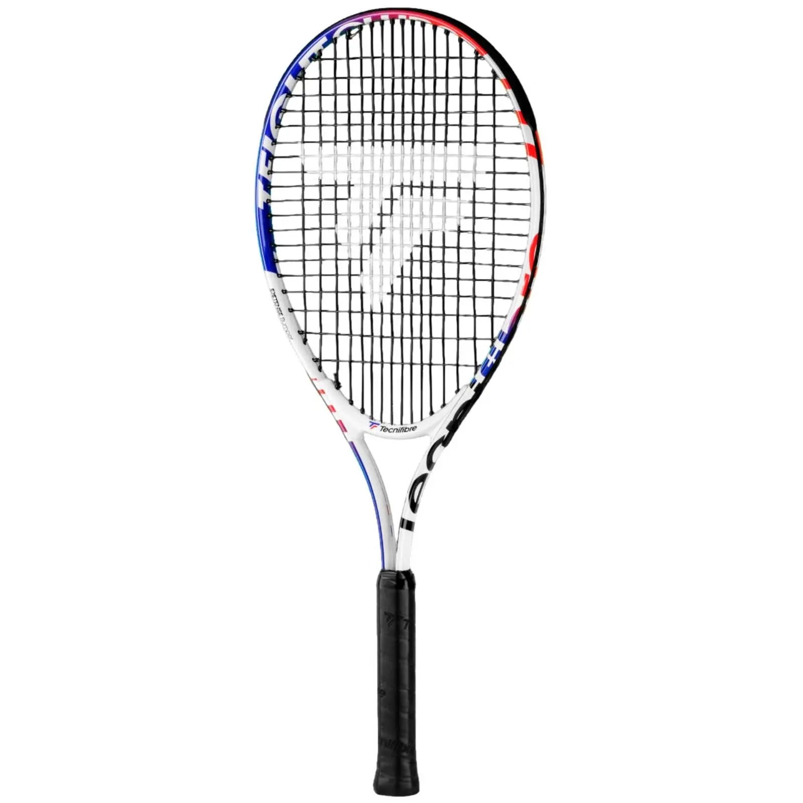 Tecnifibre TFight Club 25 junior tennis racquet, white with red and blue accents, black grip.