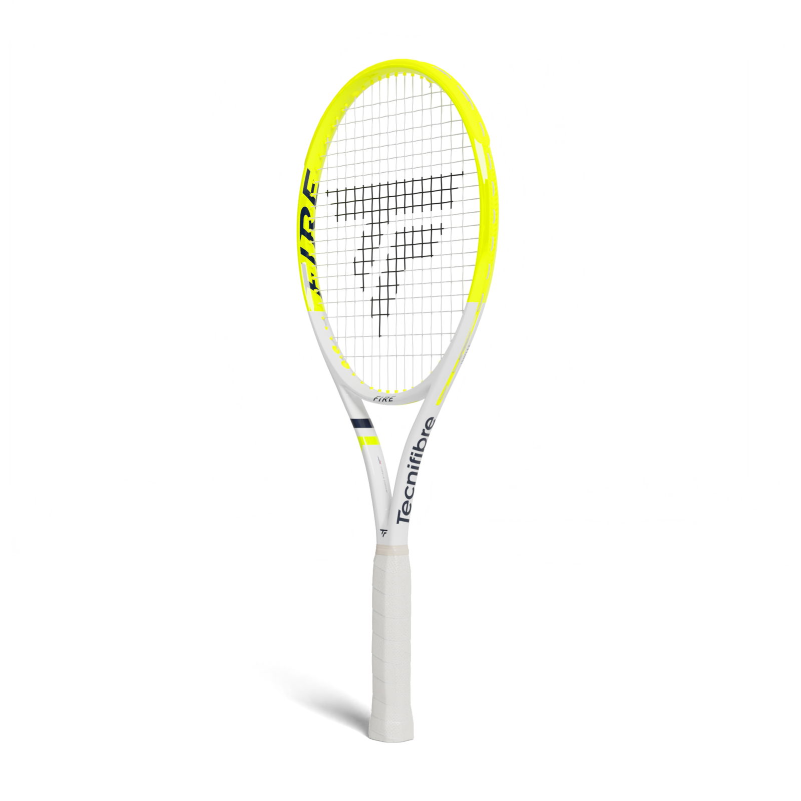 Tecnifibre Tennis Racquet Fire 305S, white and neon yellow, unstrung.