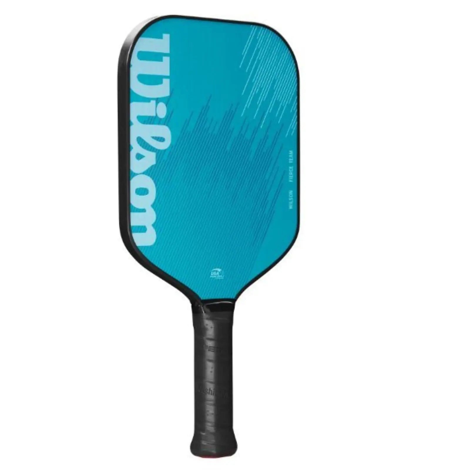 Wilson Fierce Team 13mm blue pickleball paddle with black grip and white logo.