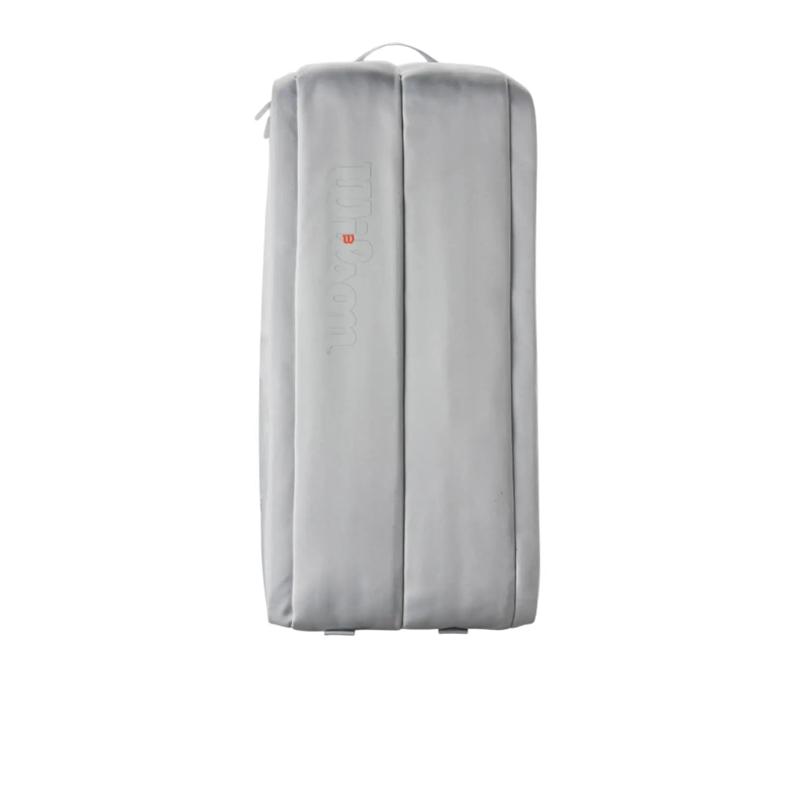 White Wilson Shift Super Tour 9 Racquet tennis bag with subtle gray logo and red "W" detail.