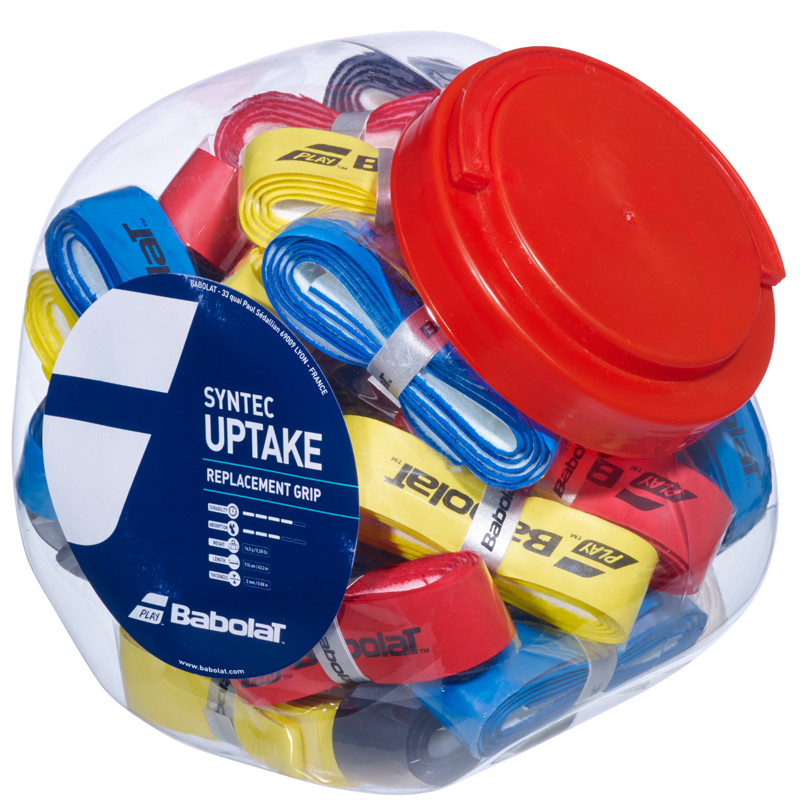 Babolat Tennis Replacement Grip Syntec Uptake Jar - Multi Color - 30 Pack