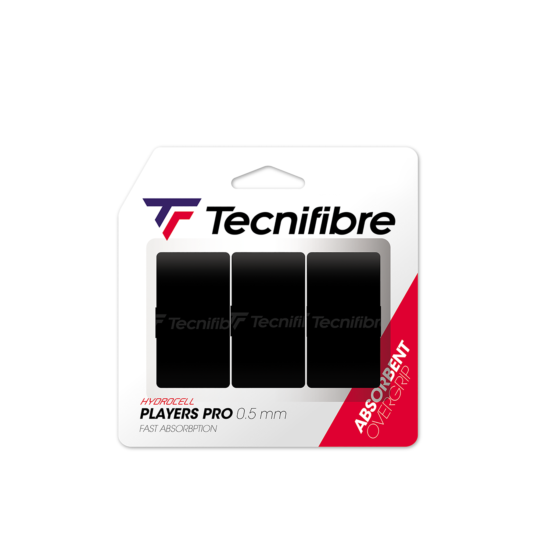 Tecnifibre Over Grip Players PRO- Hydrocell Bond 0.5Mm-3 Pack - Black
