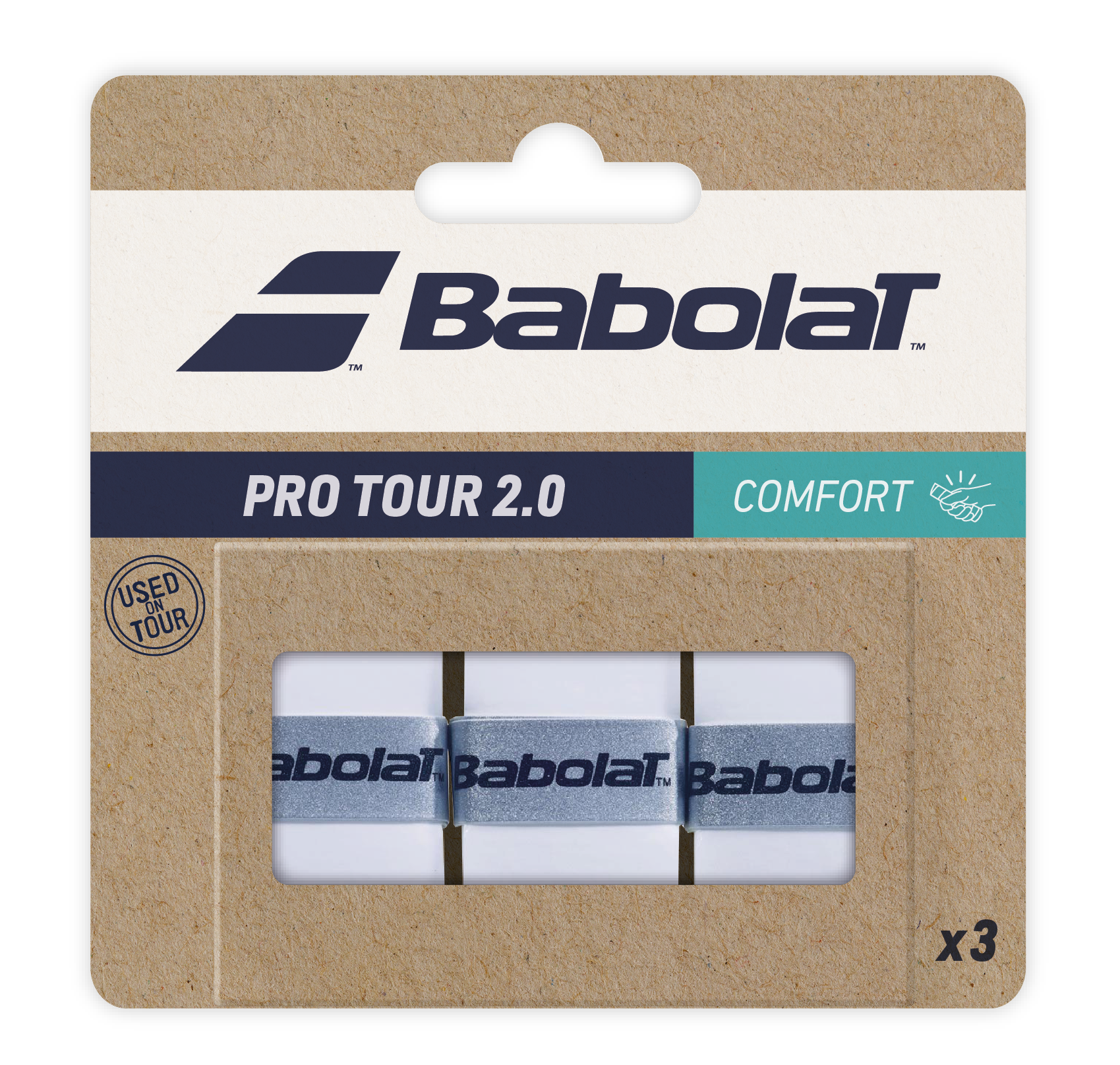 Babolat Tennis Overgrip PRO Tour 2.0 3 Pack- White