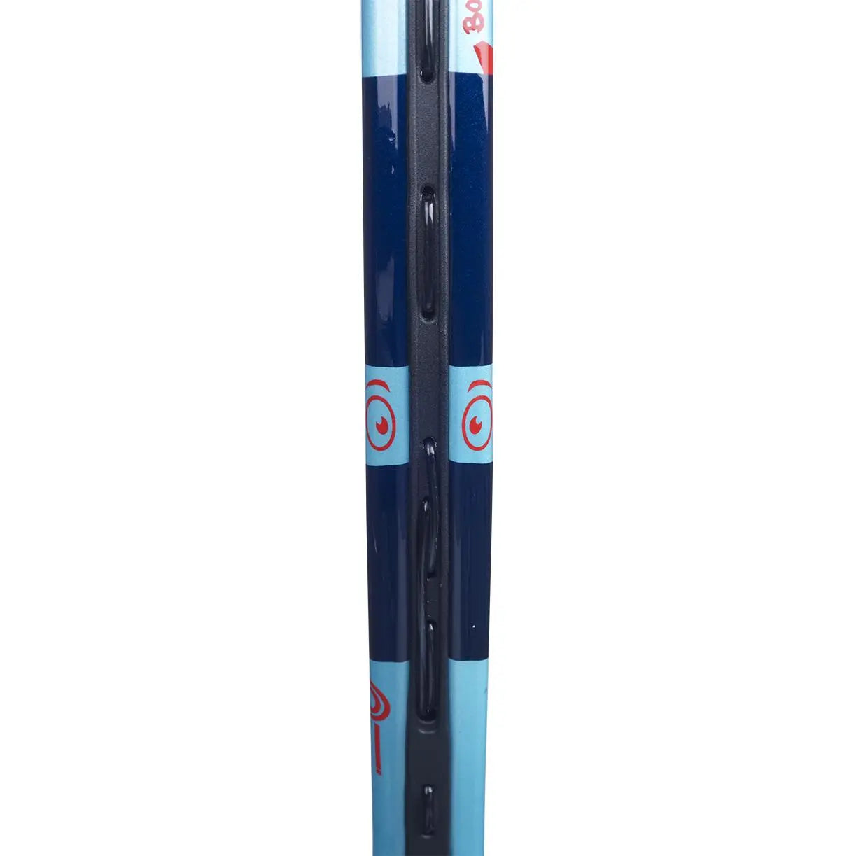 Close-up of a blue Babolat Ballfighter 17 junior tennis racquet frame with light blue and red accents.