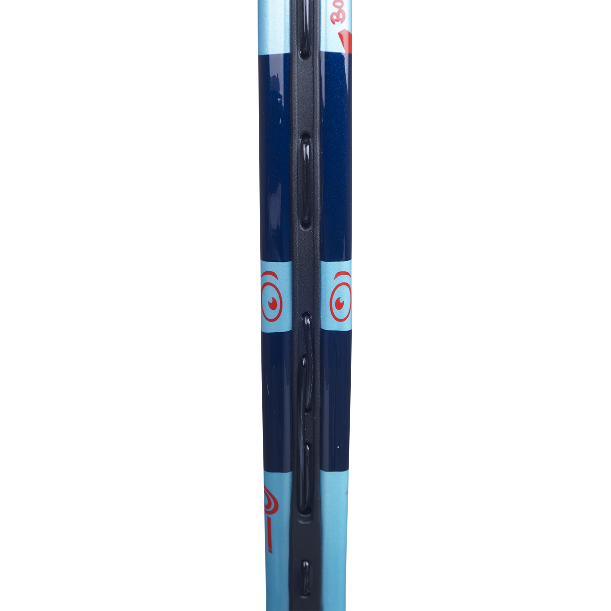 Close-up of a blue Babolat Ballfighter 17 junior tennis racquet frame with light blue and red accents.