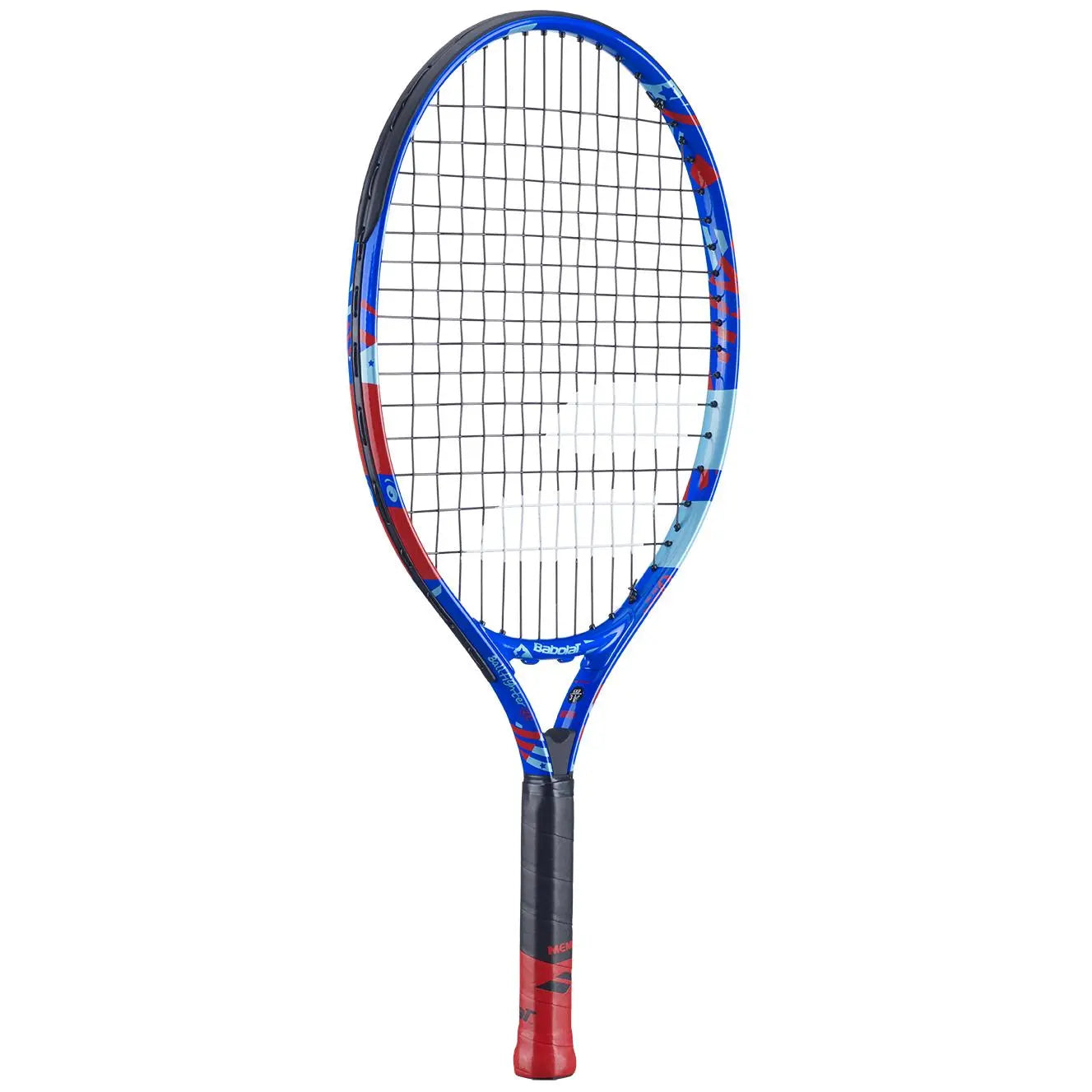 Babolat Ballfighter 21 junior tennis racquet, blue with red and light blue accents, black grip.