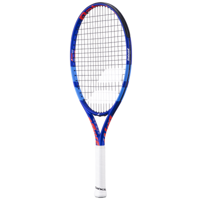 Babolat Drive Jr 23 tennis racquet in blue and red with a white grip.