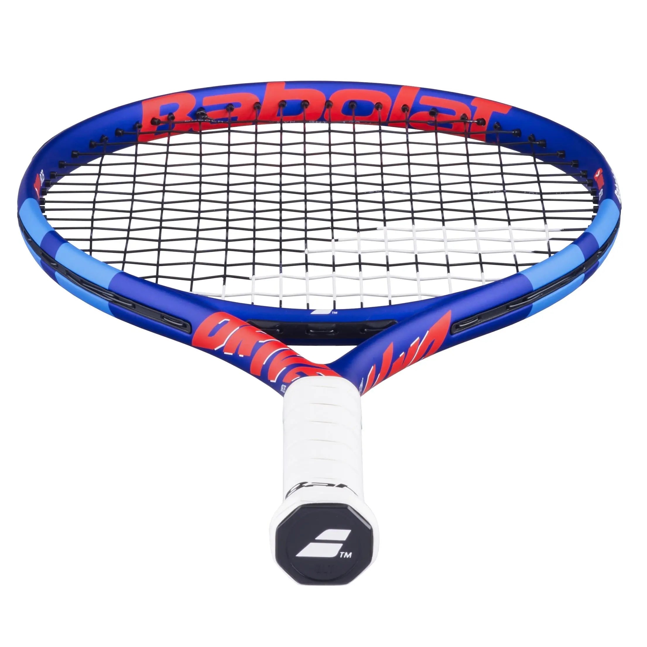 Babolat Junior Tennis Racquet Drive Jr 23, blue and red with white grip, angled view.