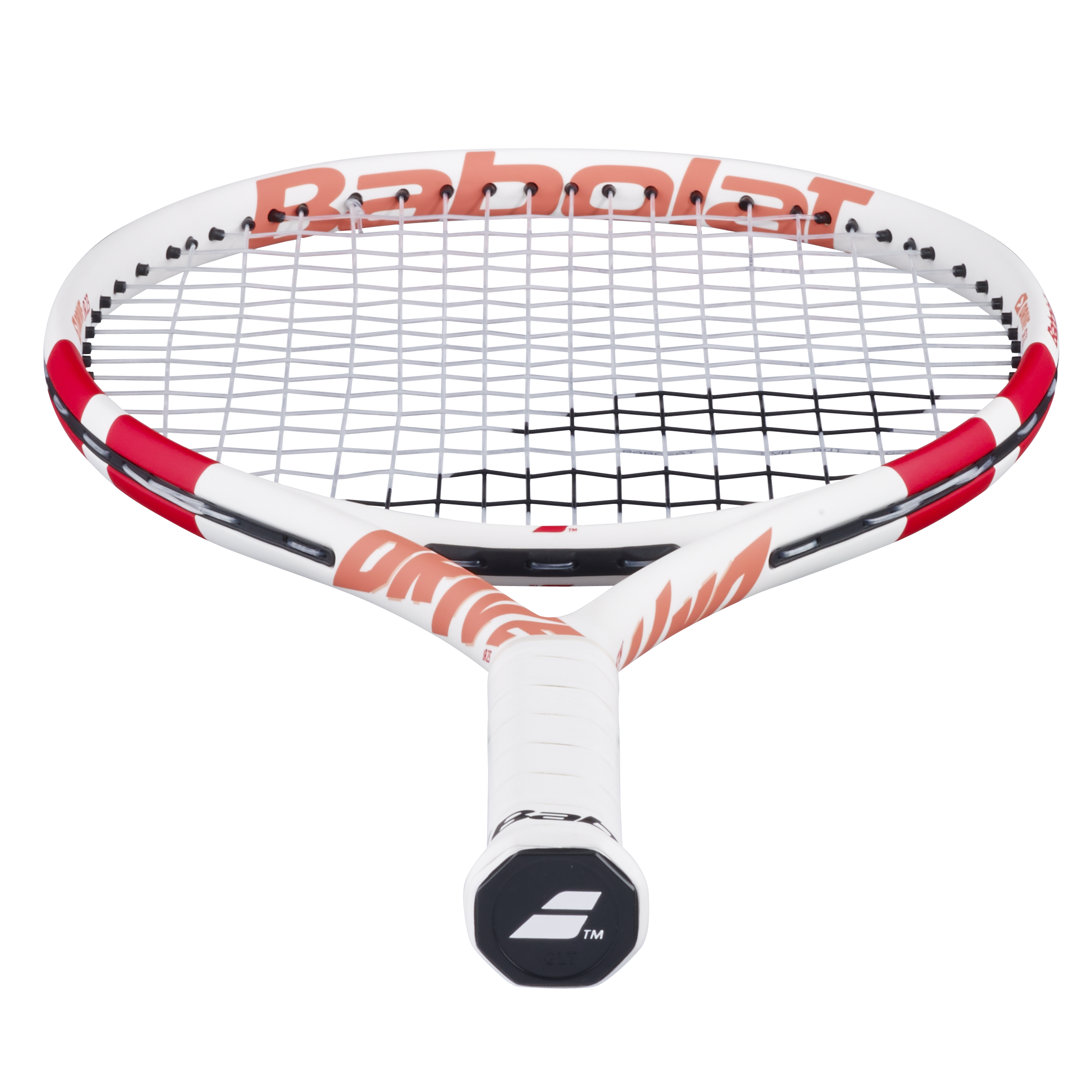 Babolat Junior Drive Jr 23 tennis racquet, white frame with red accents and white grip.