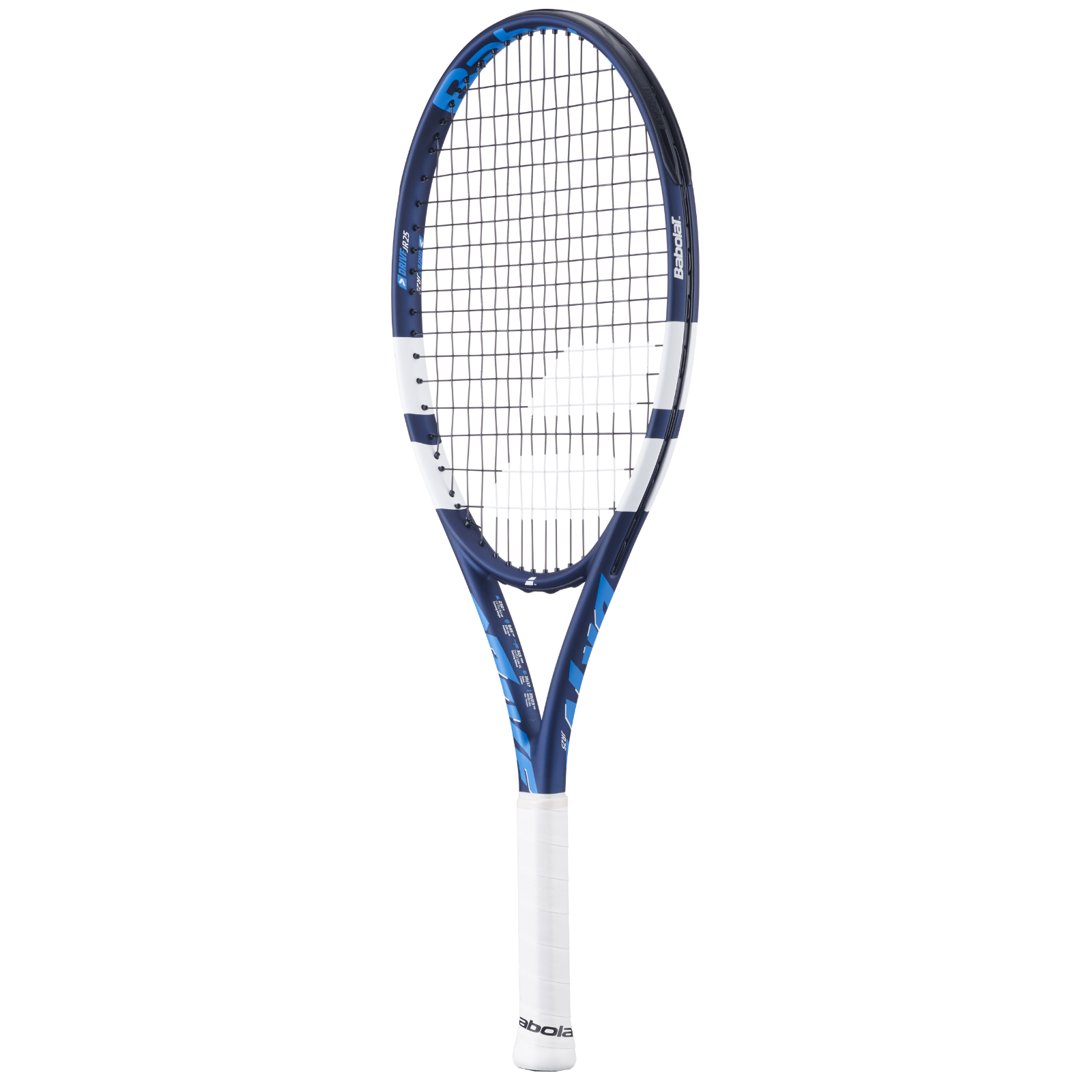 Babolat Junior Tennis Racquet Drive Jr 25 in blue and white with a white grip.