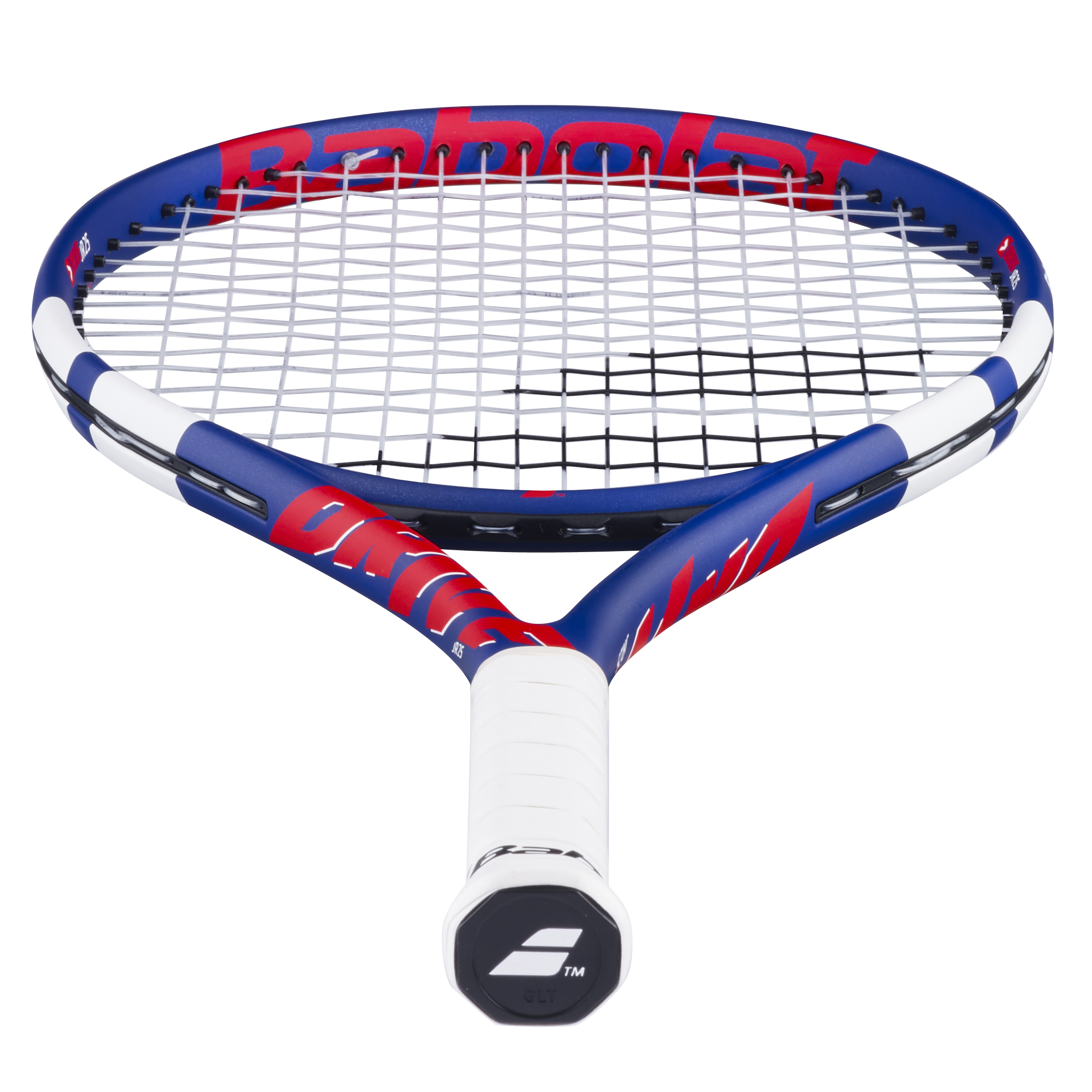 Babolat Junior Tennis Racquet Drive Jr 25, blue and red frame with white grip and strings.
